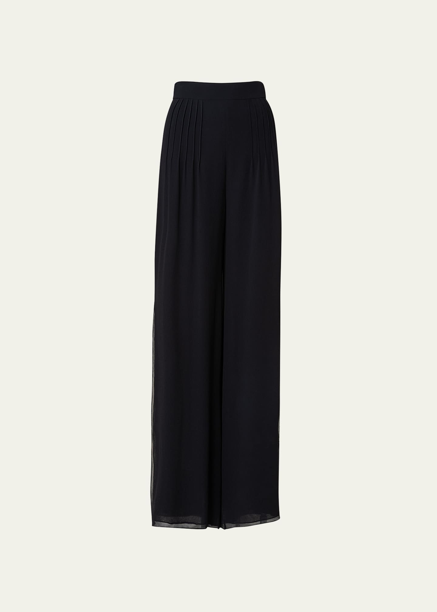 Akris Myriam Pleated Wide-Leg Silk Pants Image 1 of 5
