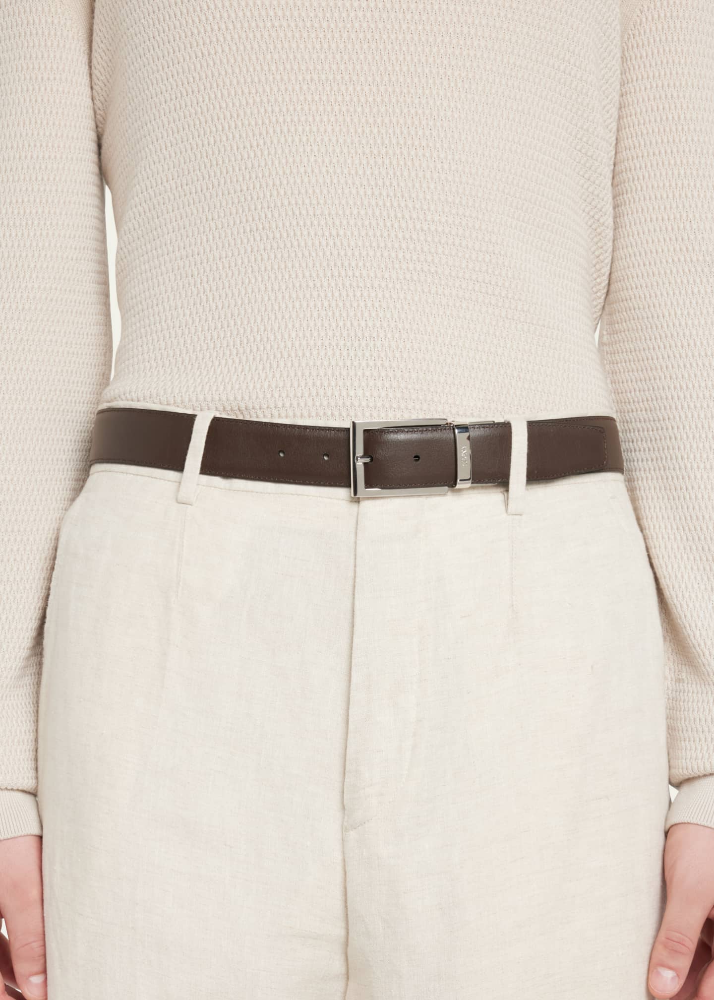 ZEGNA Men's Reversible Adjustable Leather Belt Image 2 of 2