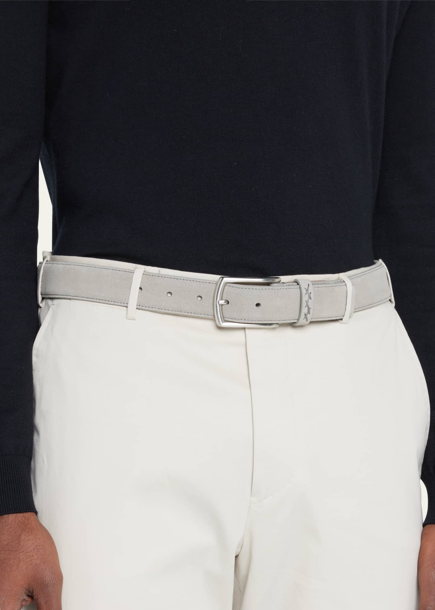 ZEGNA Men s Triple Stitch Leather Belt Bergdorf Goodman