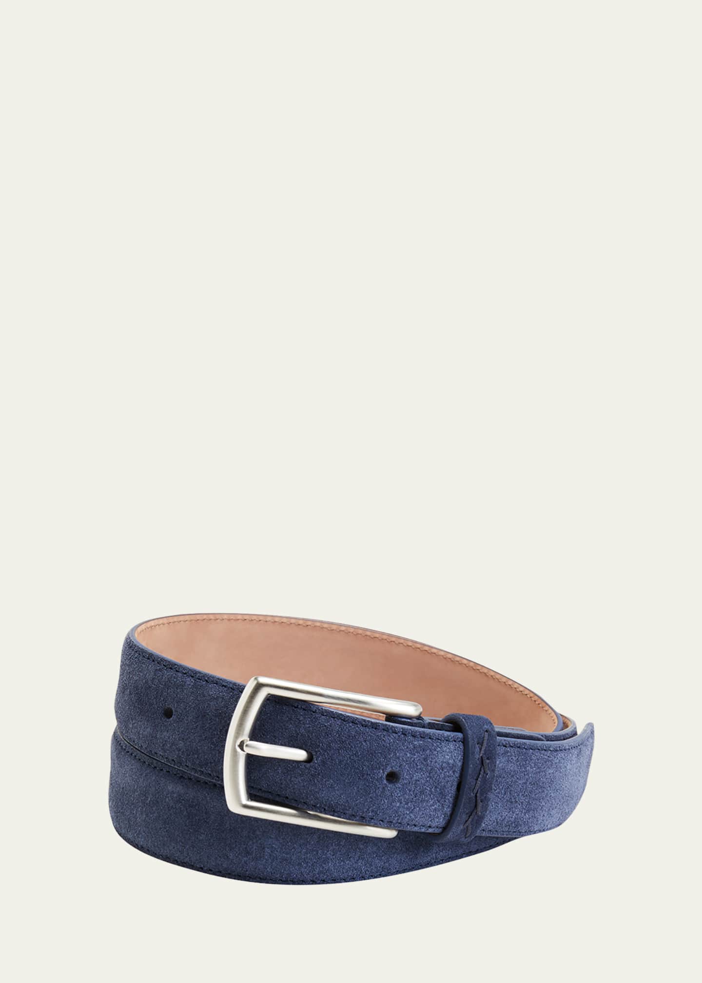 ZEGNA Men's Triple Stitch Leather Belt Image 1 of 2