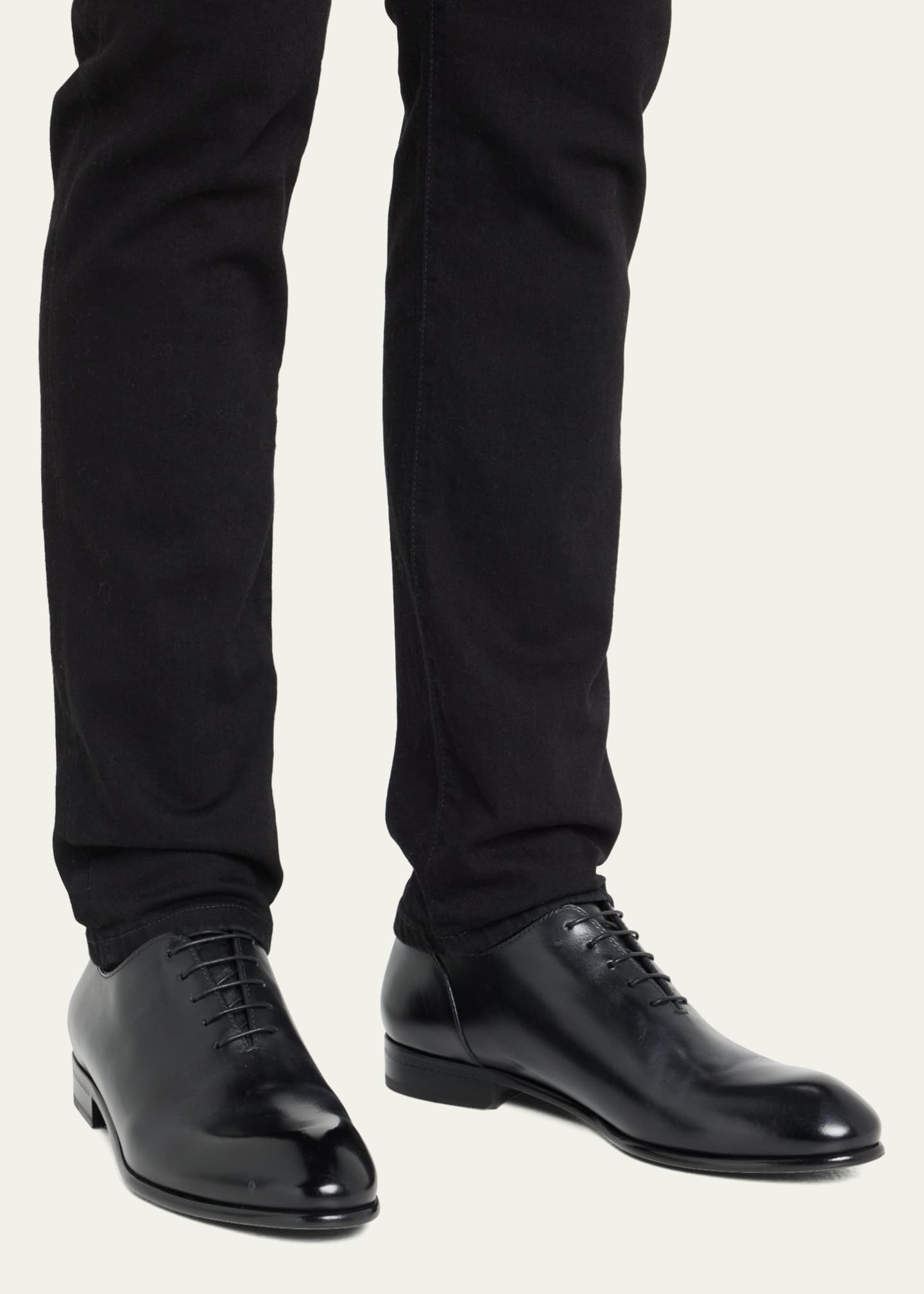 ZEGNA Men's Vienna Blake Hand-Buffed Leather Oxfords Image 2 of 5
