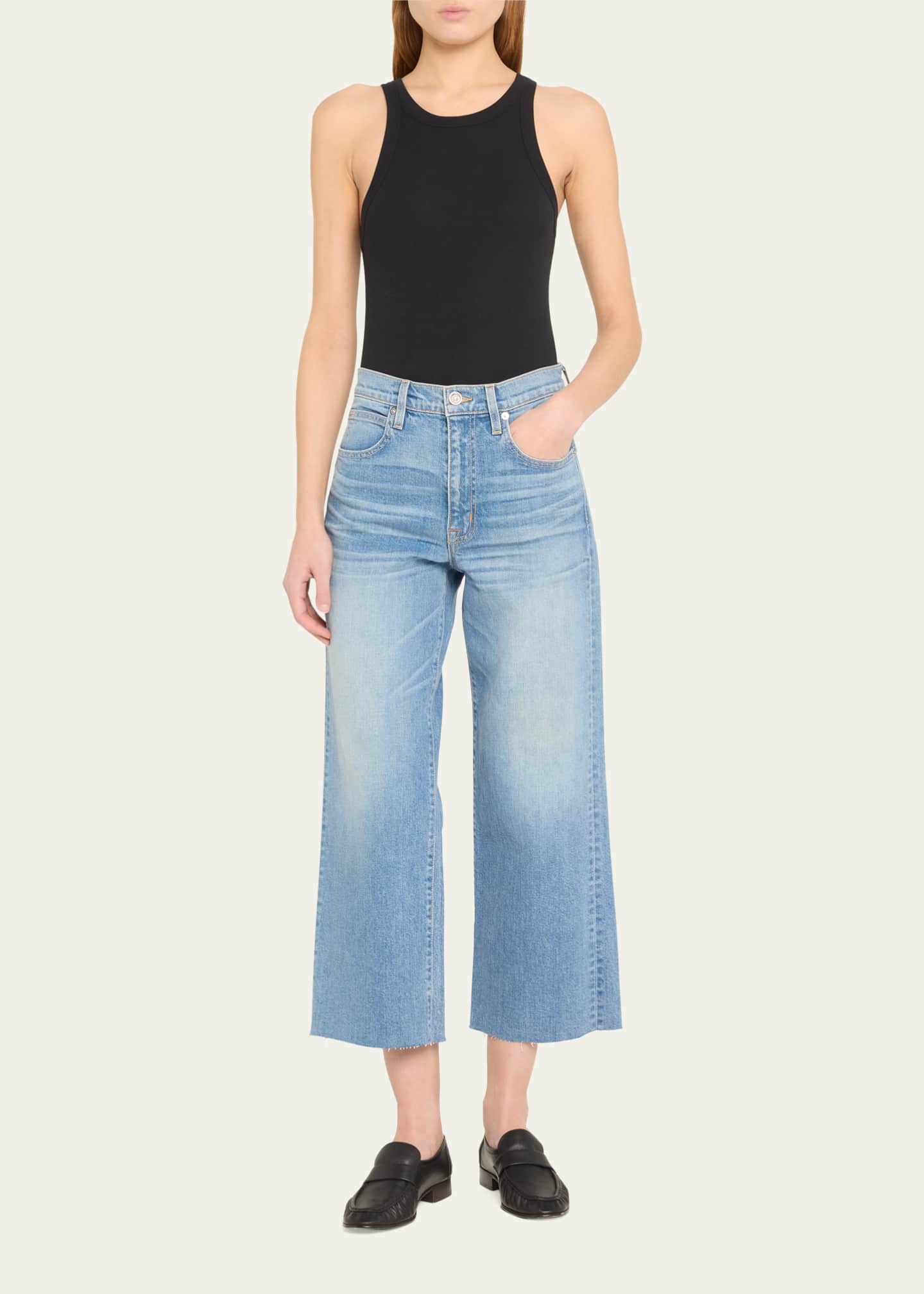 Grace Wide Ankle Jeans with Raw Hem - Thumbnail 2