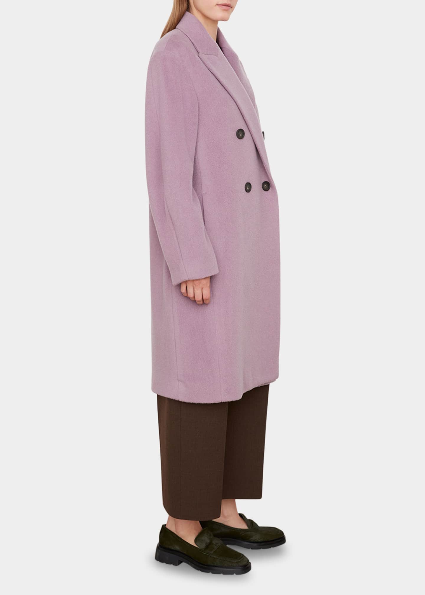 Vince Double Breasted Brushed Wool Coat