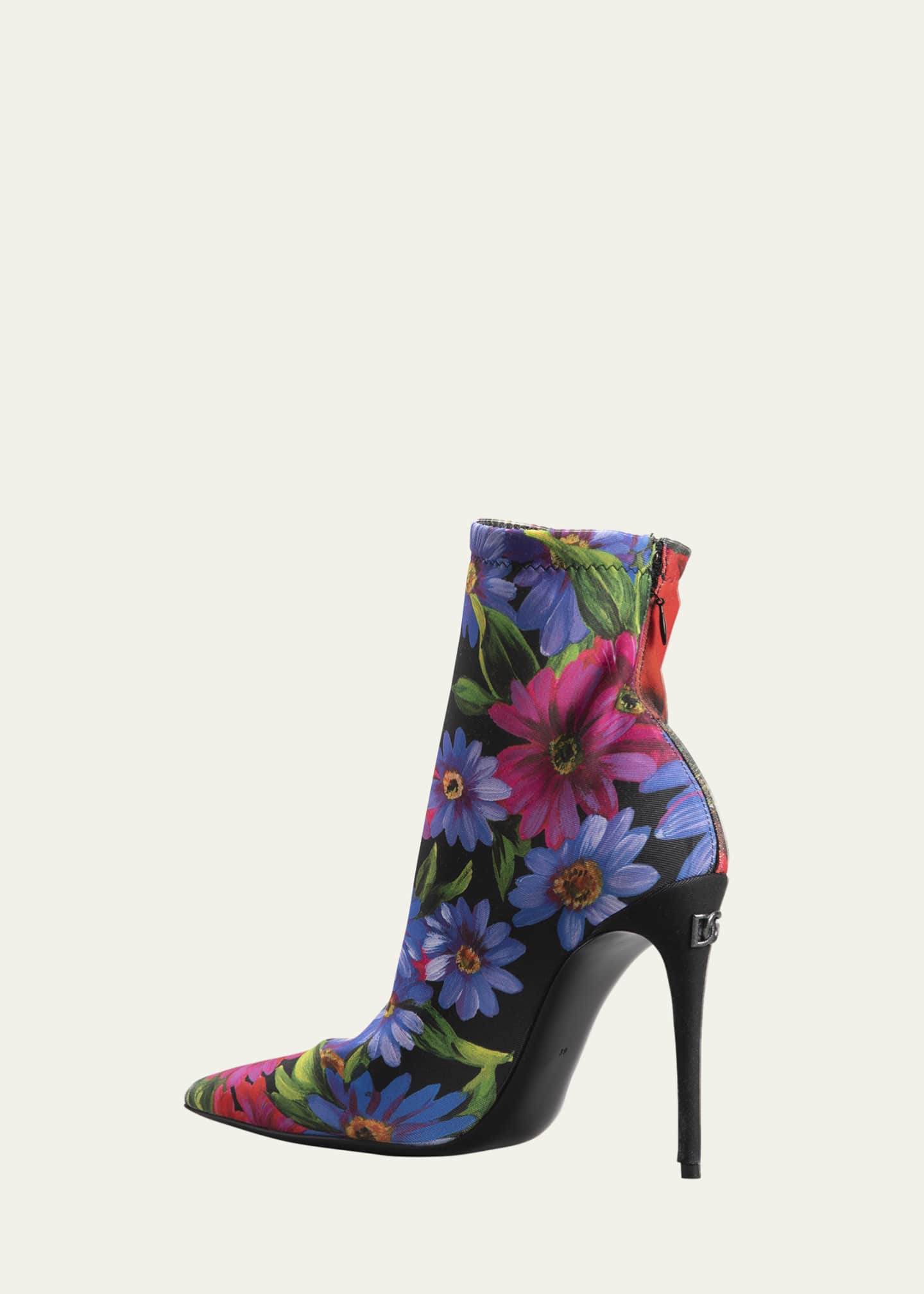 Dolce&Gabbana Floral Stretch Stiletto Booties - Bergdorf Goodman