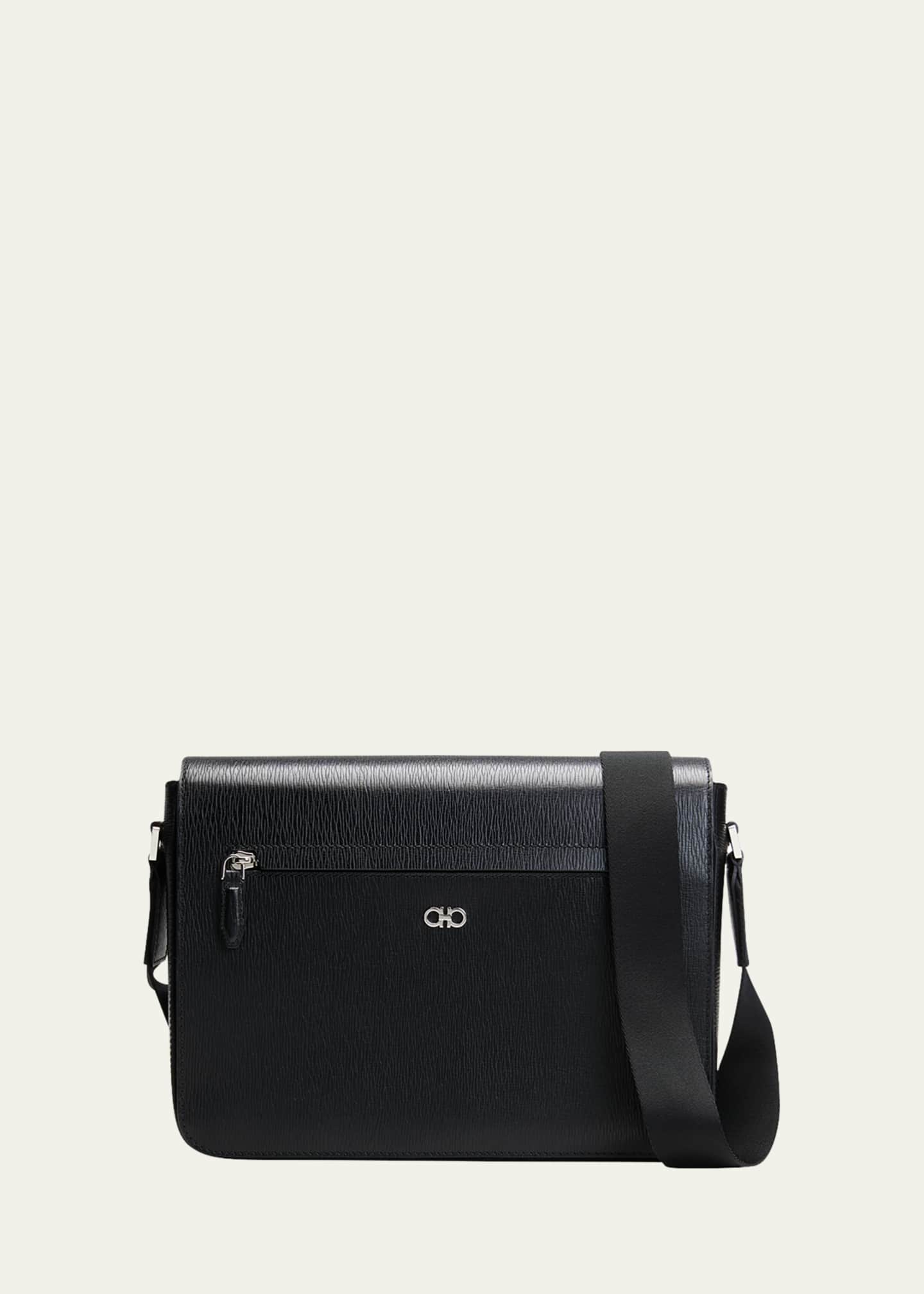 Ferragamo Men's Gancini Revival Leather Messenger Bag Bergdorf Goodman