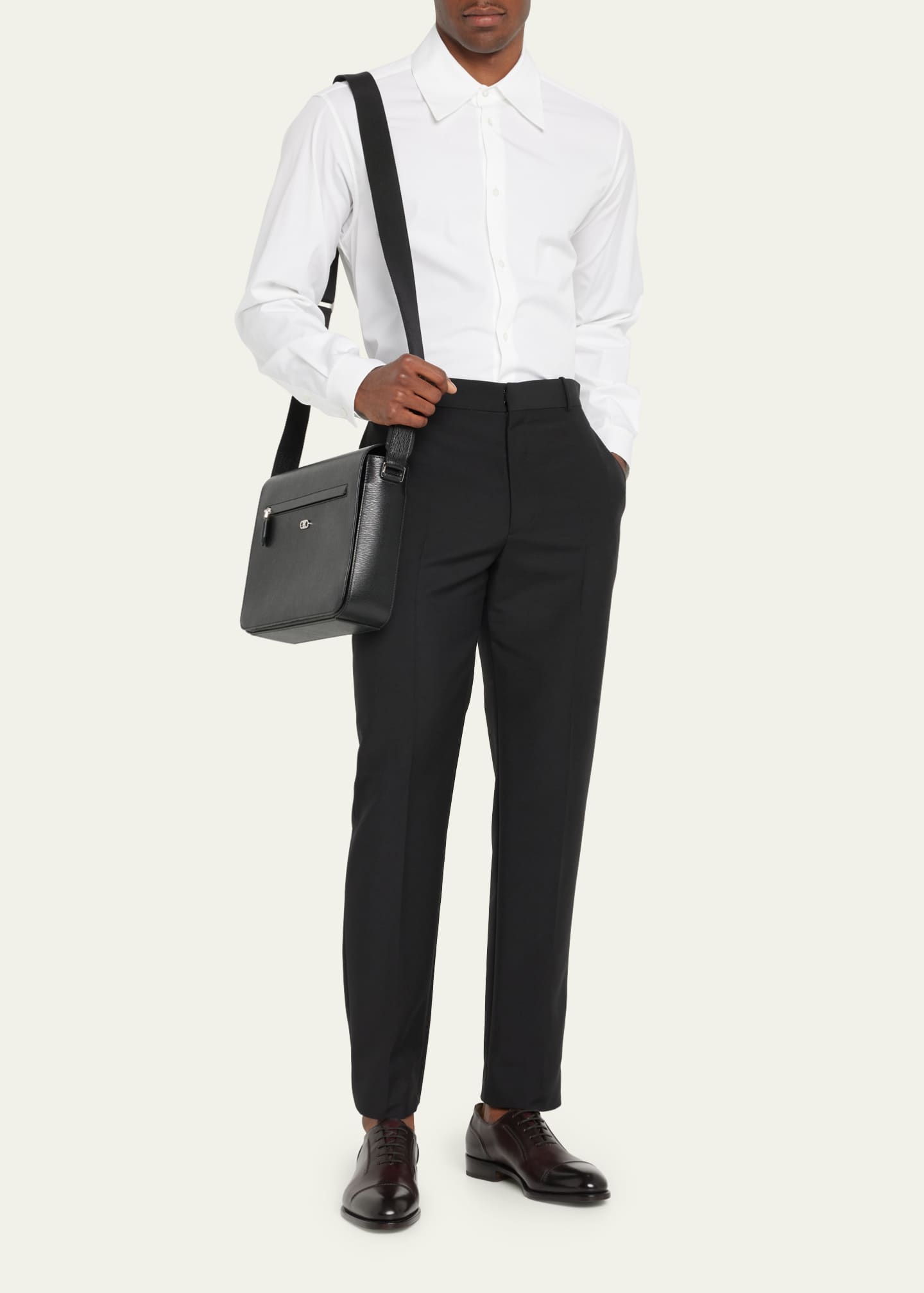 Ferragamo Men's Gancini Revival Leather Messenger Bag Bergdorf Goodman