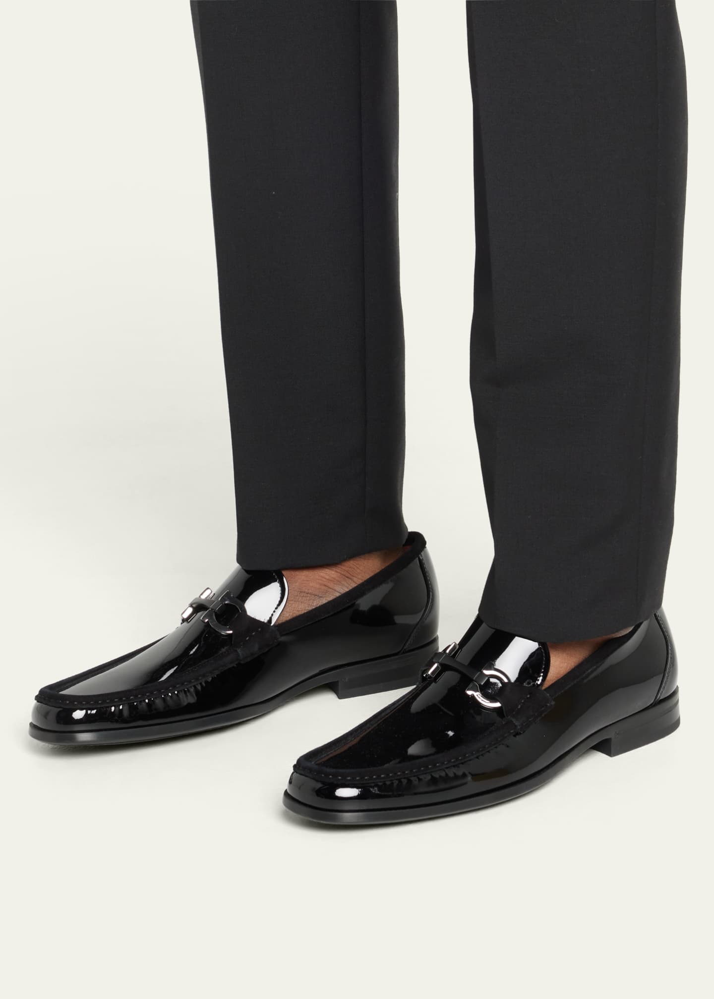 Salvatore Ferragamo Men's Grandioso-2 Patent Leather Gancini Loafers