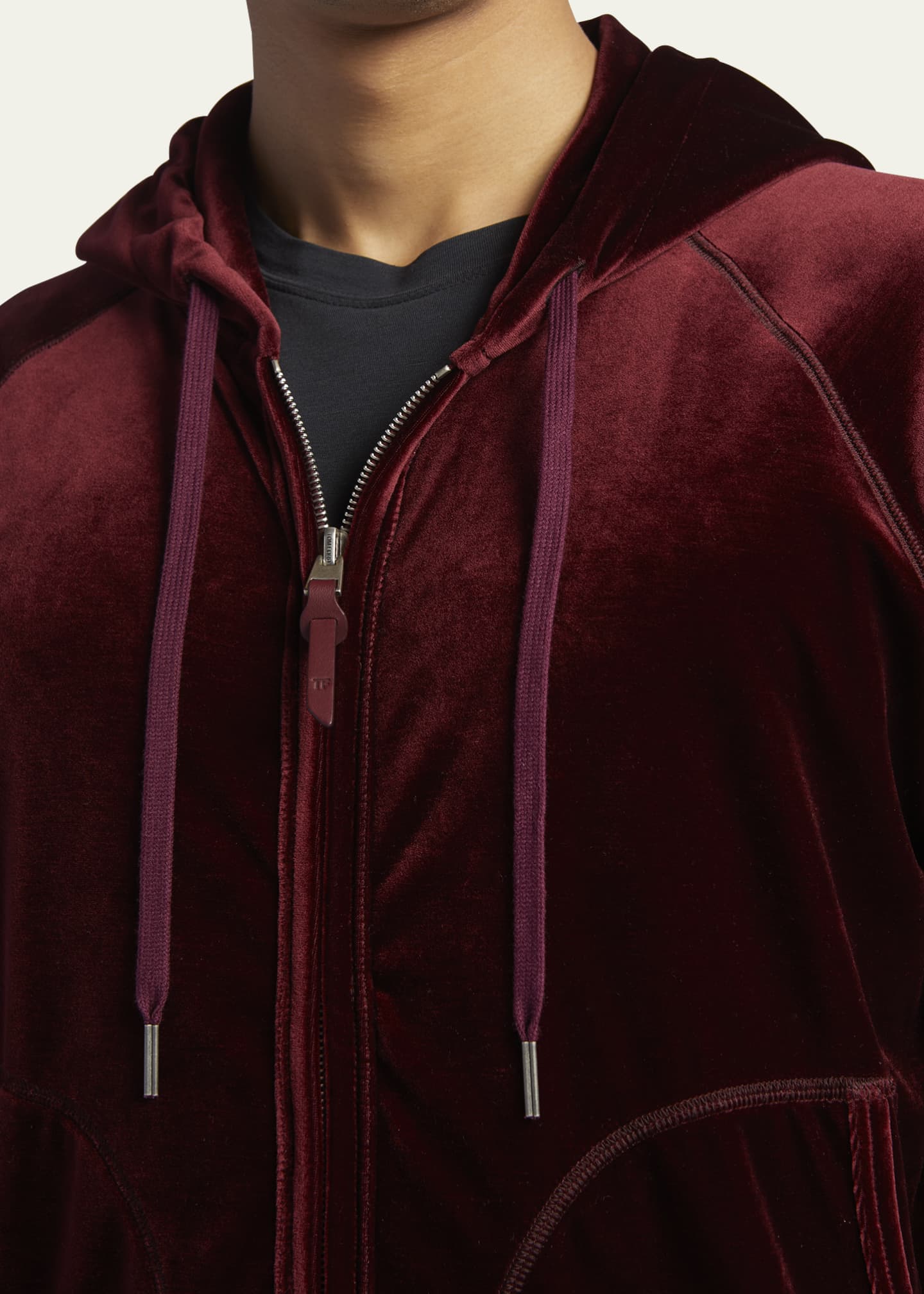 TOM FORD Men's Jersey Velour Full-Zip Hoodie - Bergdorf Goodman