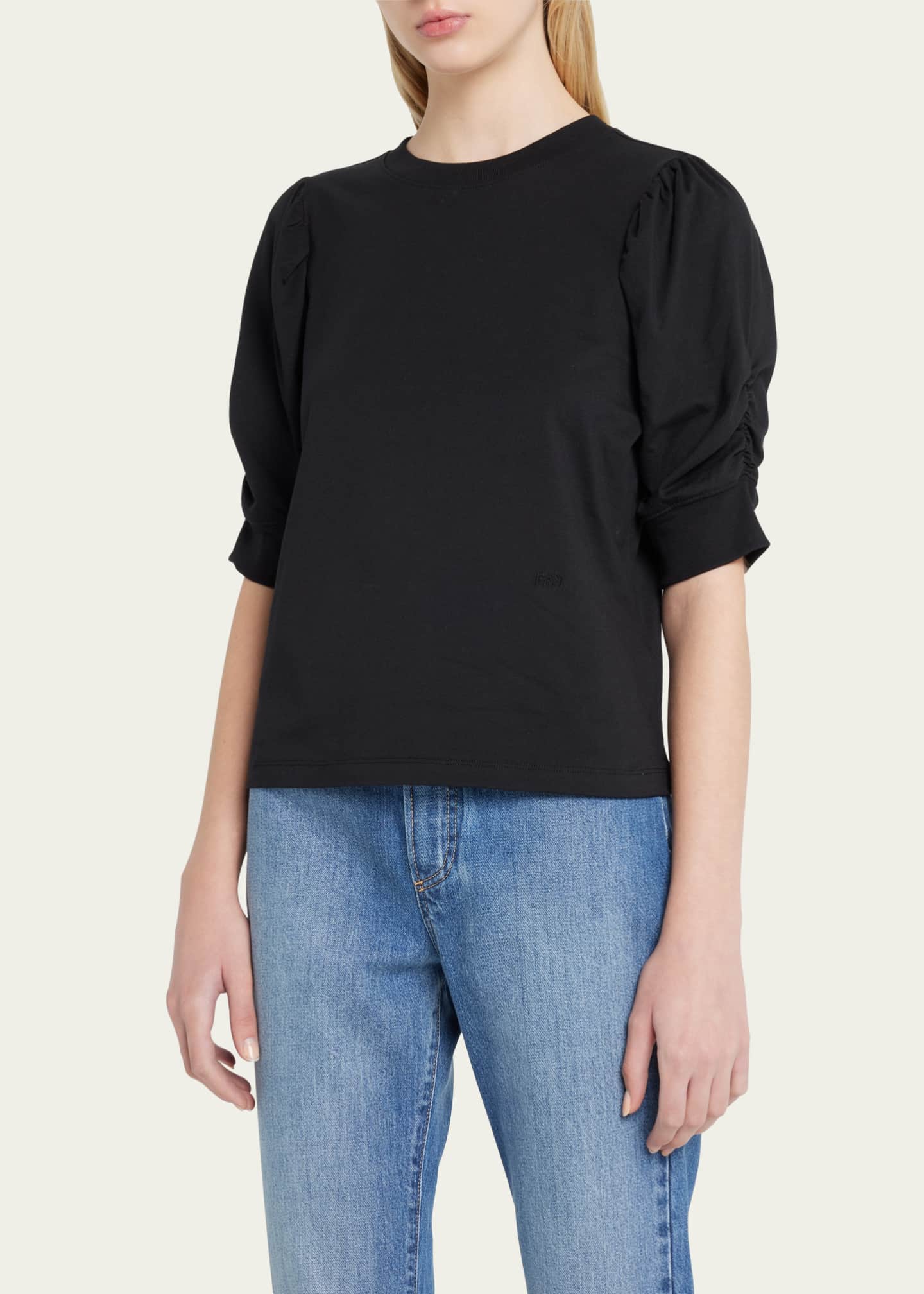 FRAME Frankie Ruched Puff Sleeve Tee Image 4 of 5