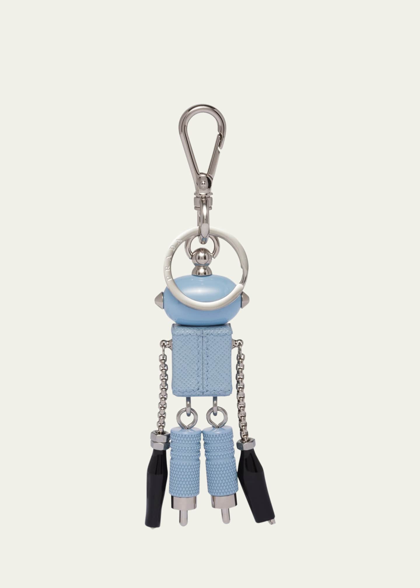 Prada Men's Saffiano Leather Edward Trick Robot Keychain