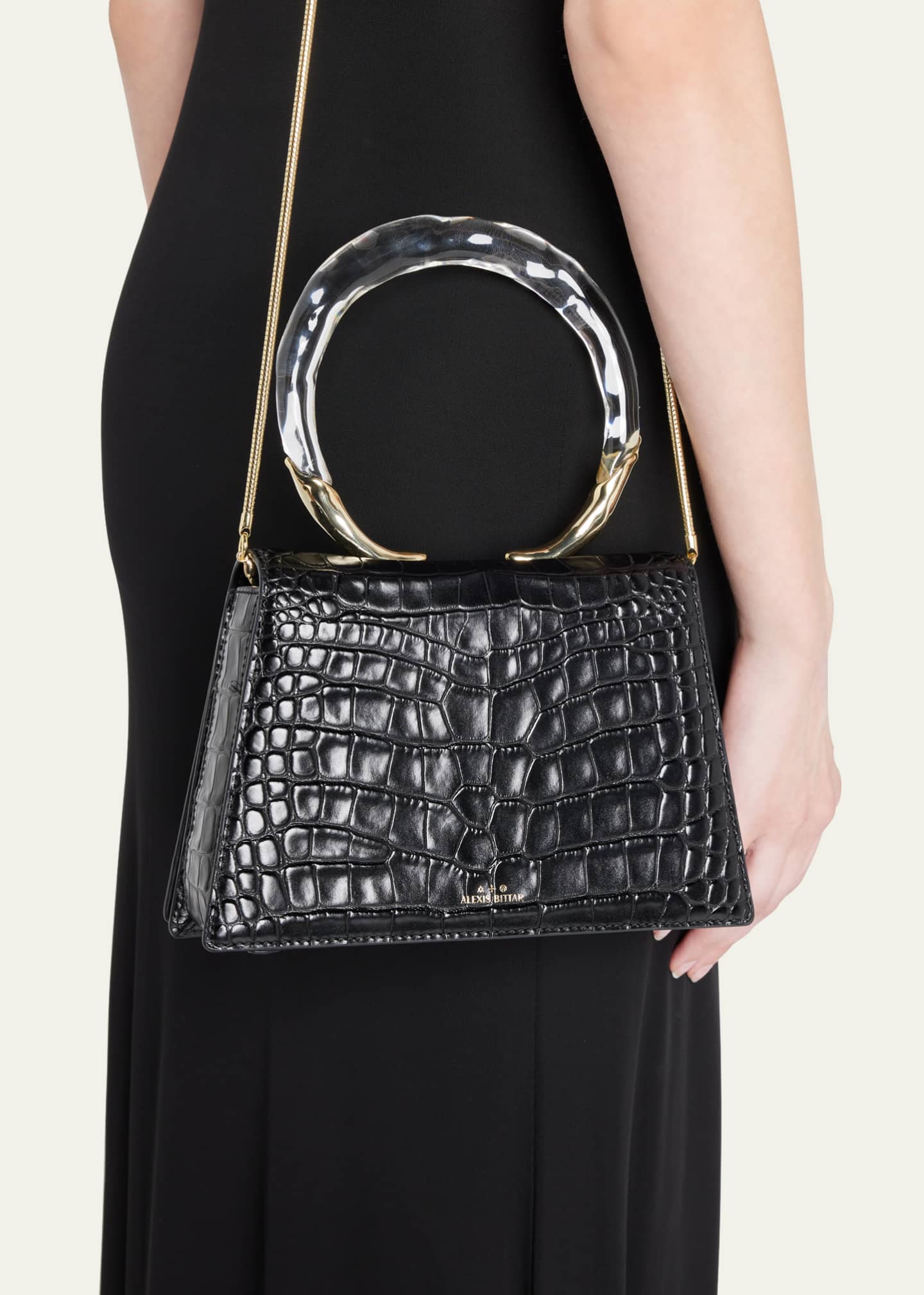 Alexis Bittar Lucite Quad Croc-Embossed Top-Handle Bag Image 2 of 5