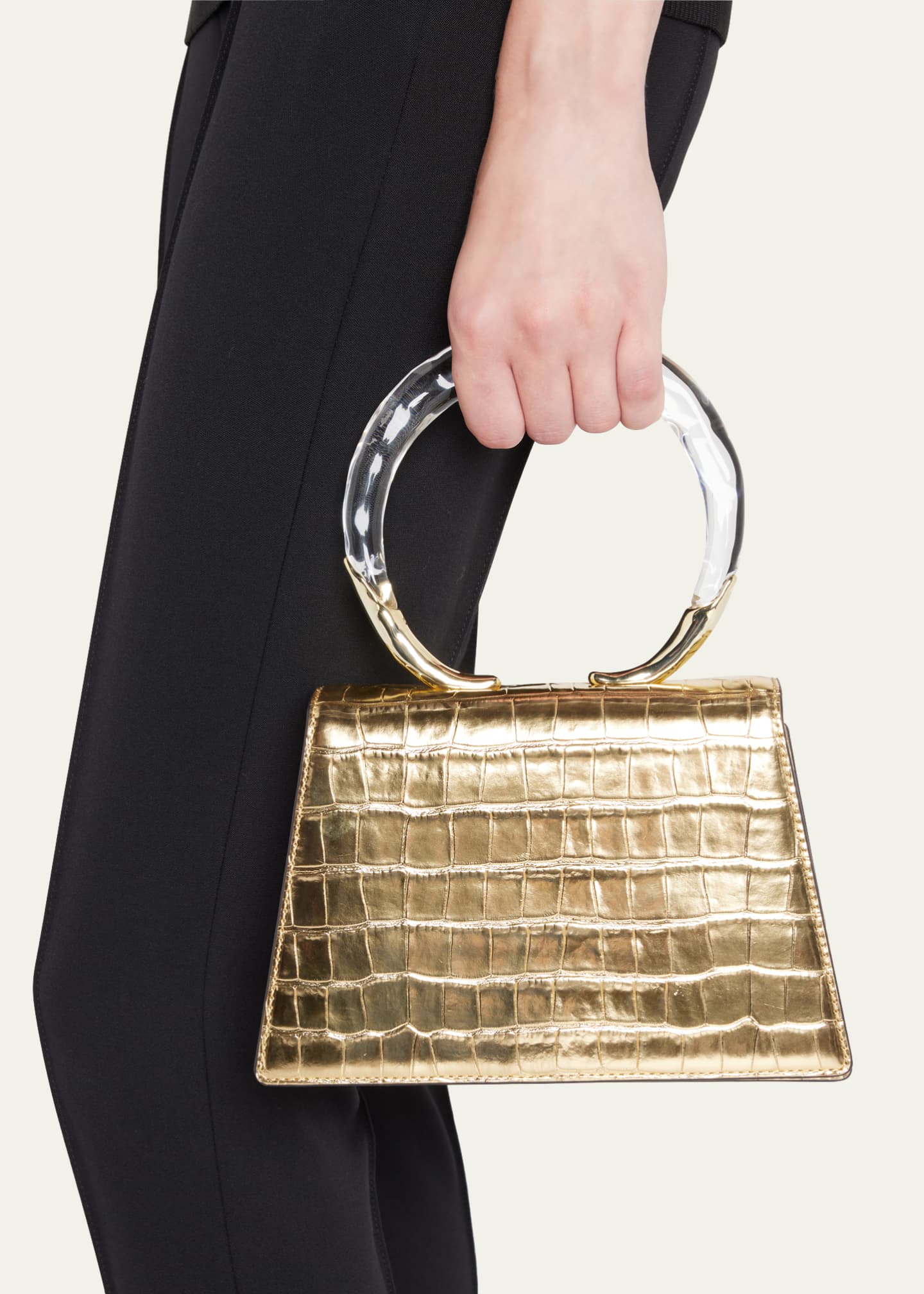 Alexis Bittar Lucite Quad Croc-Embossed Top-Handle Bag Image 2 of 5