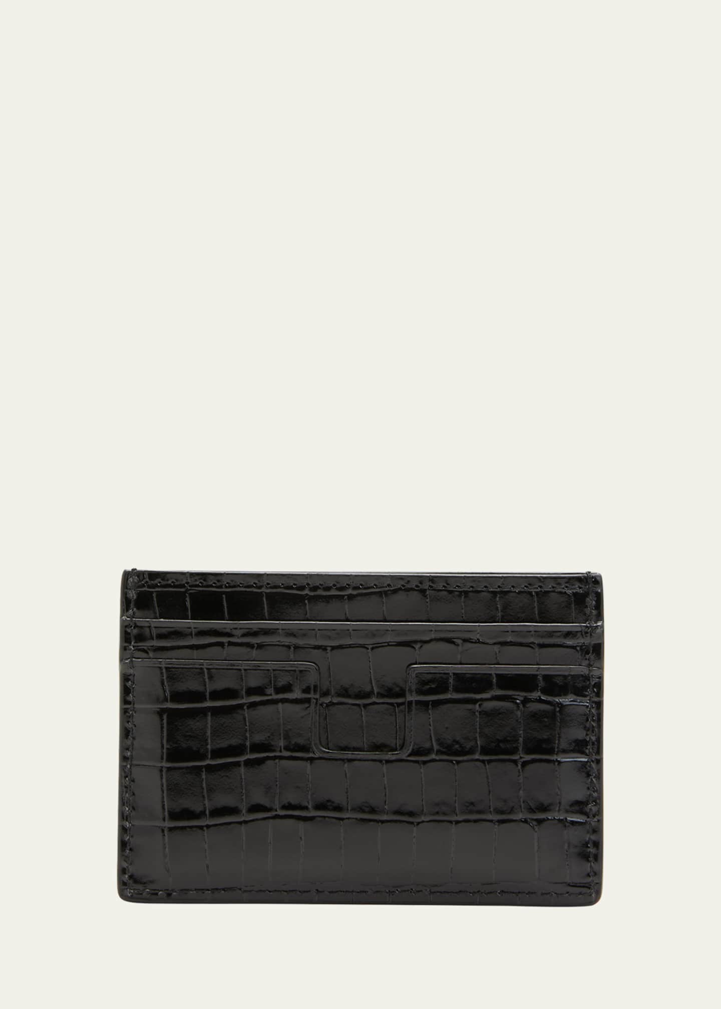 TOM FORD Men s Croc Printed Leather T Line Card Holder Bergdorf