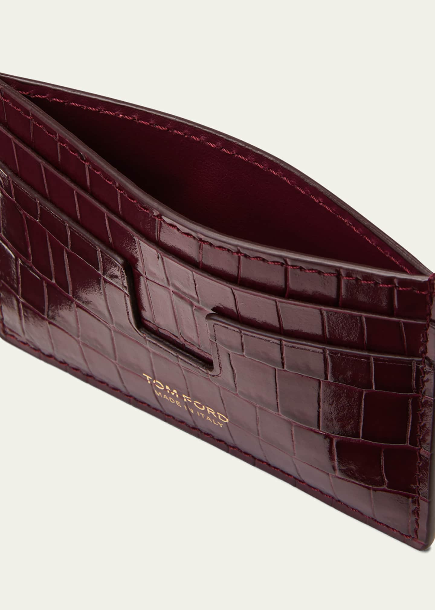 TOM FORD Men's CrocPrinted Leather TLine Card Holder Bergdorf Goodman