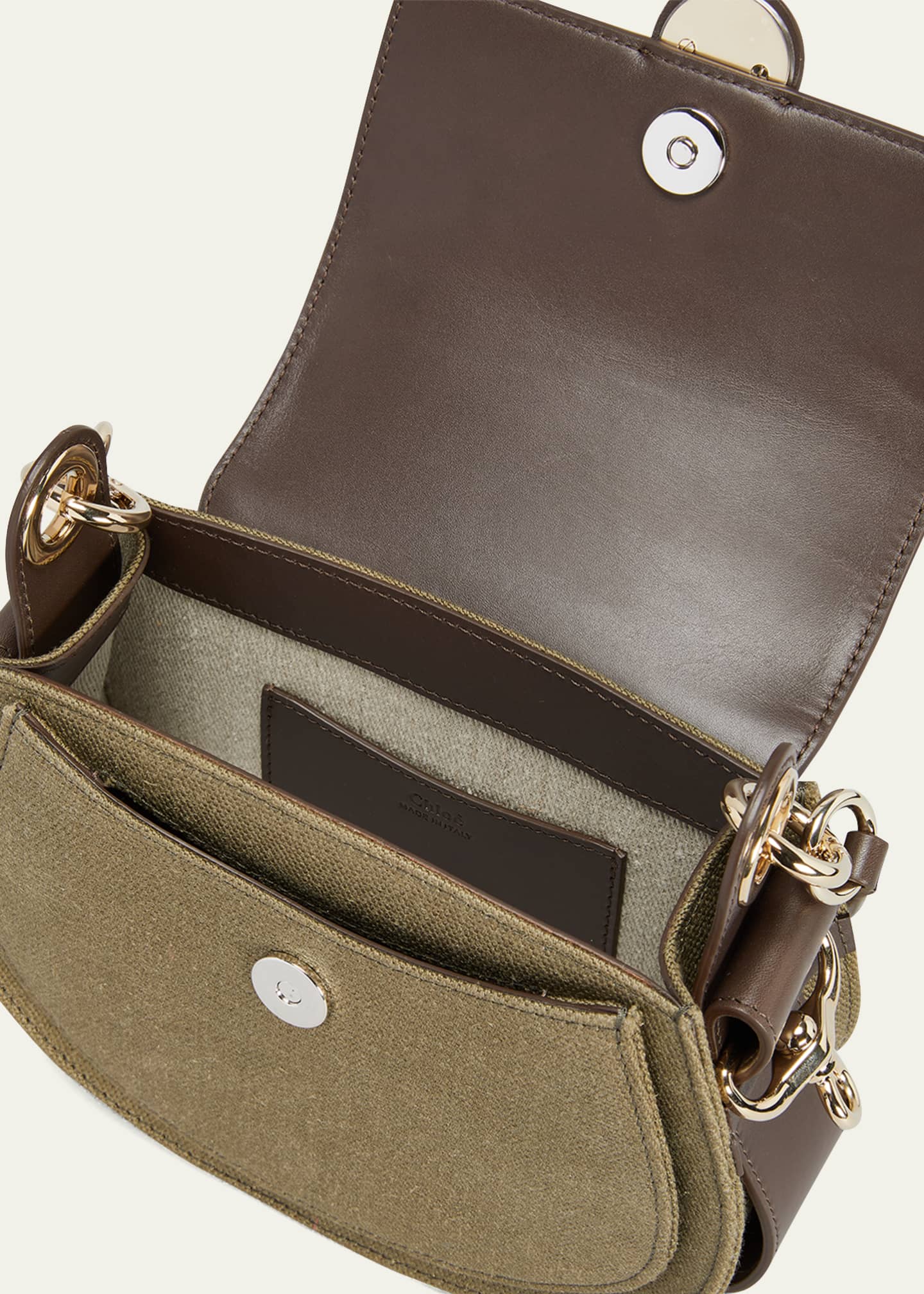 Chloe Tess Small Linen & Leather Saddle Crossbody Bag Bergdorf Goodman