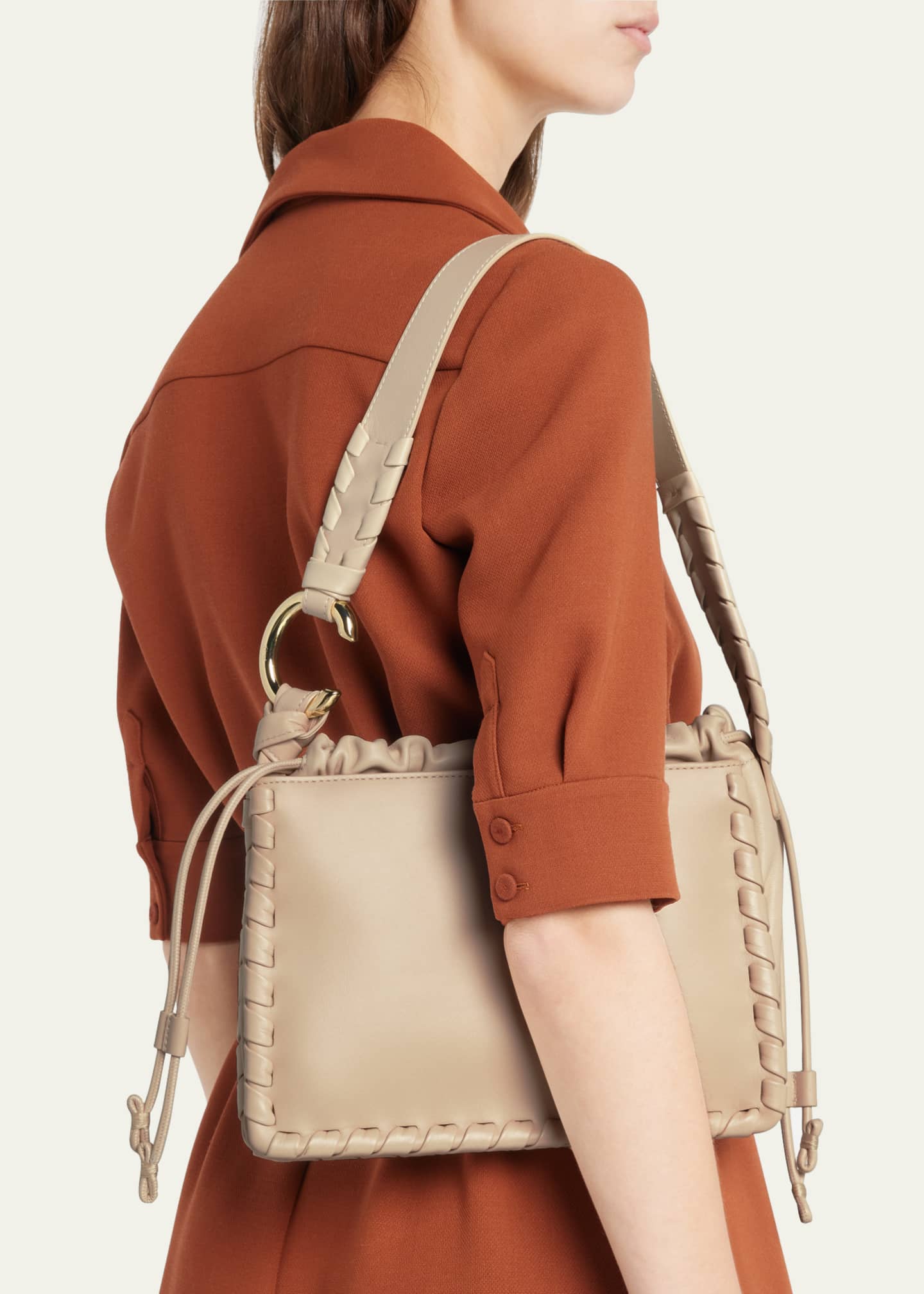 Chloe Mate Drawstring Woven Leather Shoulder Bag Bergdorf Goodman