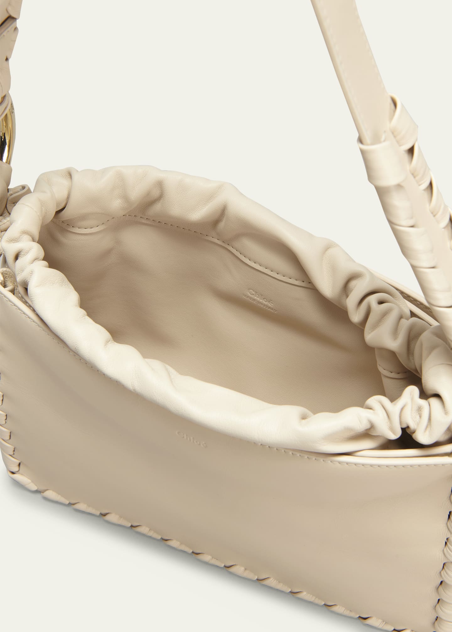 Chloe Mate Drawstring Woven Leather Shoulder Bag Image 4 of 5
