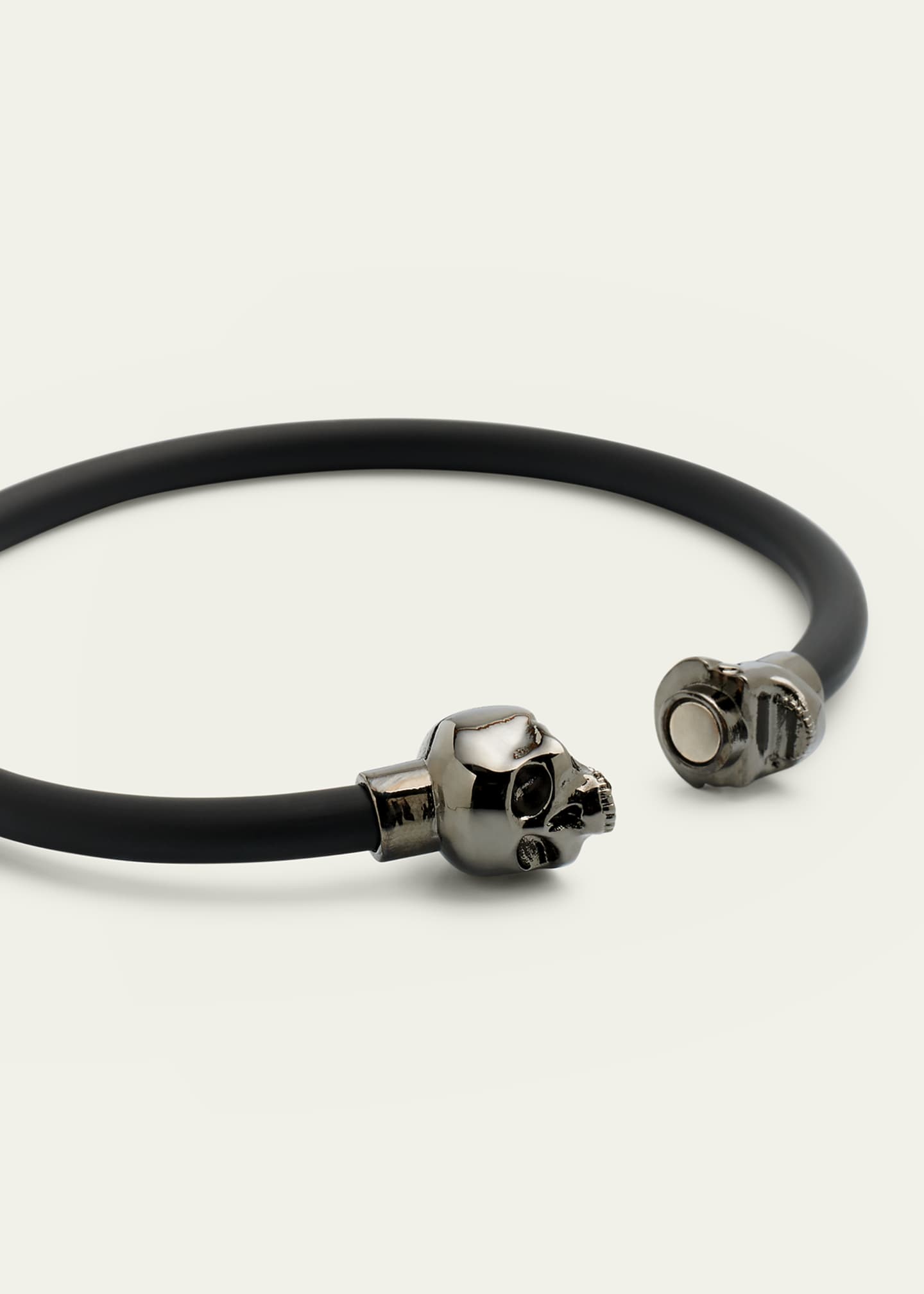 Men's Rubber Cord Skull Bracelet in Black