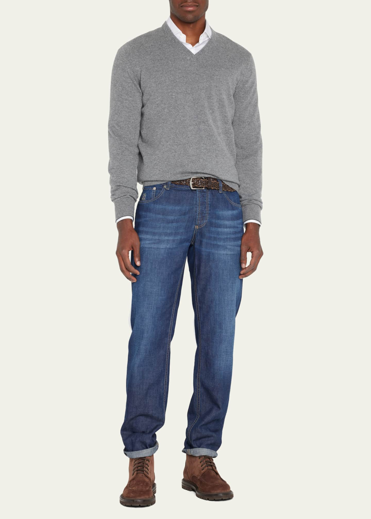 Brunello Cucinelli Men's Open-Bottom Cashmere Sweatpants - Bergdorf Goodman