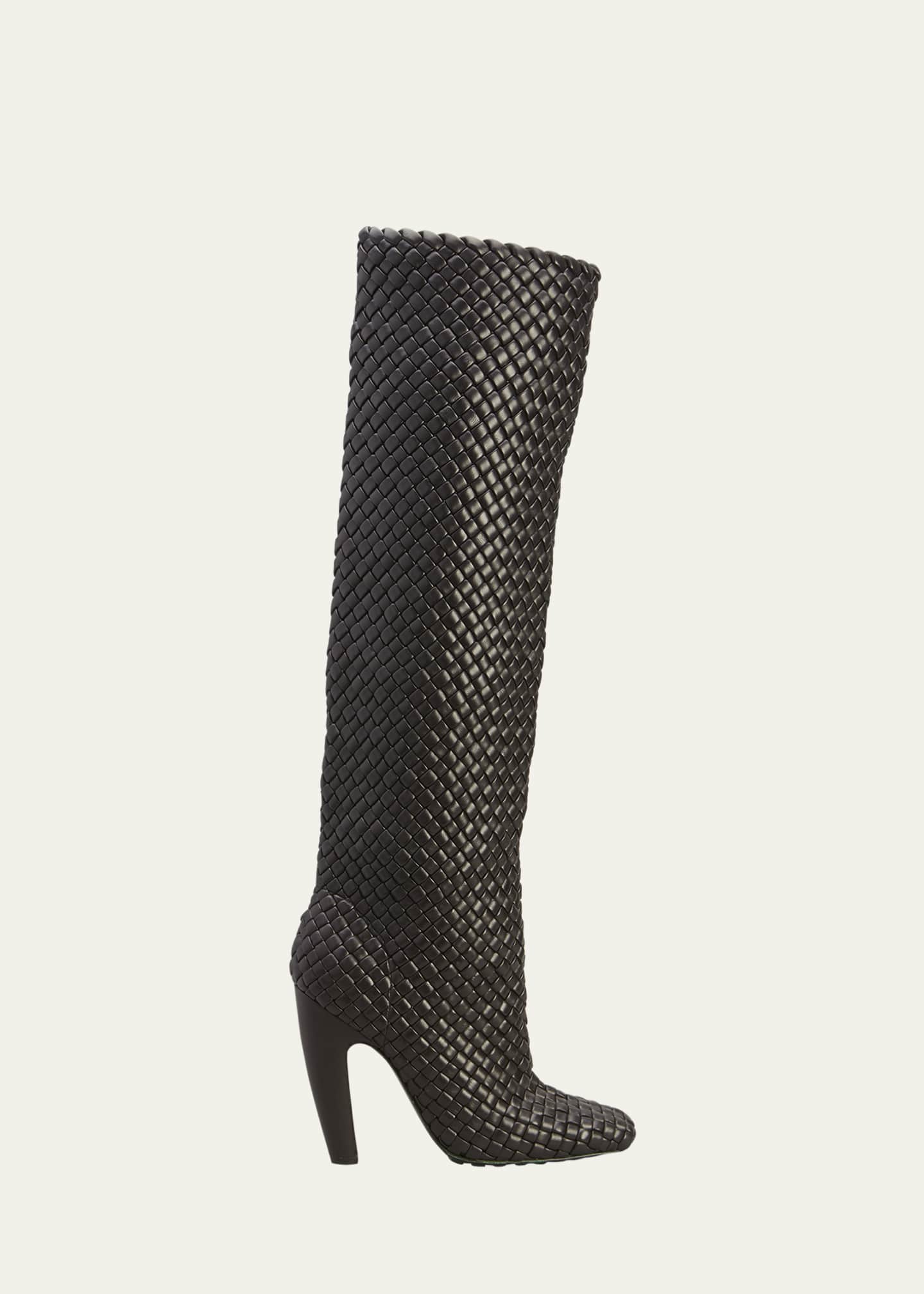 Bottega Veneta Intrecciato Woven Lambskin Knee Boots Image 1 of 5