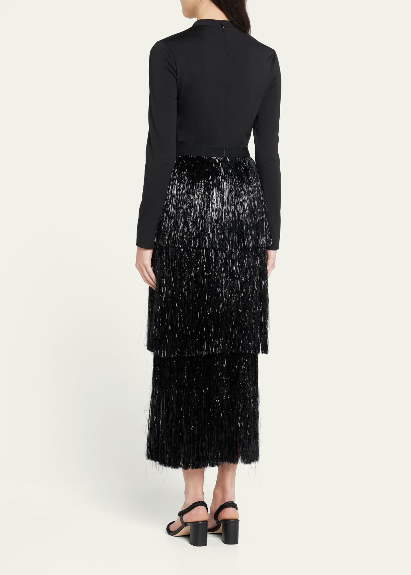 SIMKHAI Barrett MockNeck Tinsel Fringe Dress Bergdorf Goodman