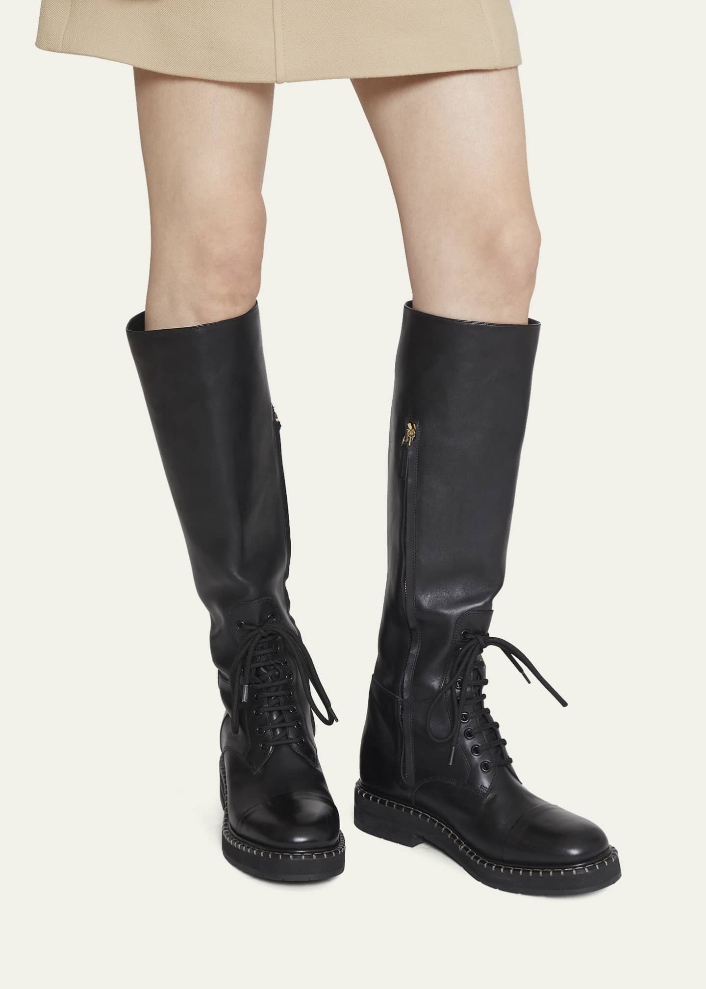 Chloe Noua Leather Lace-Up Tall Boots - Bergdorf Goodman