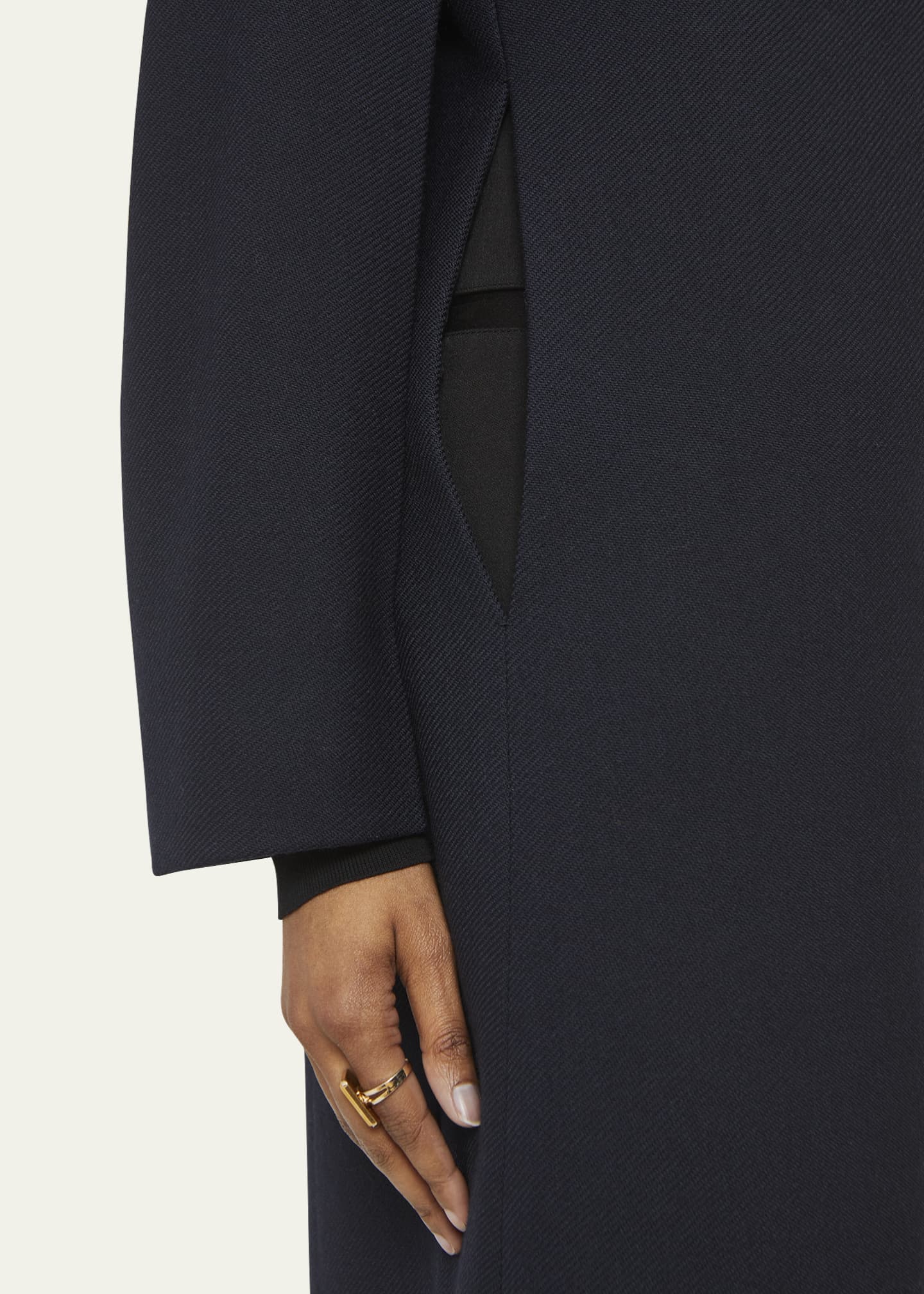 Quira Extra Long Double-Breasted Wool Overcoat