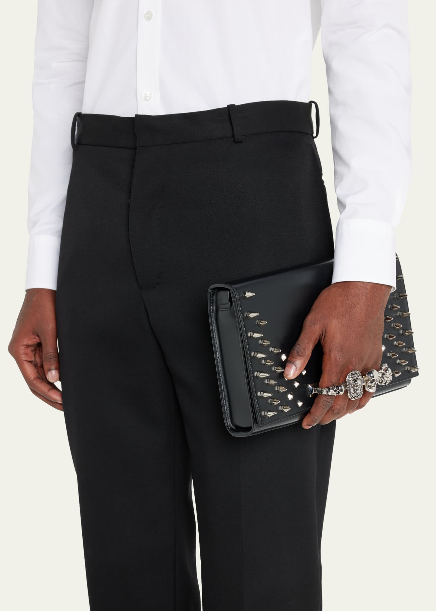 Alexander Mcqueen Skull 4 Ring Shoulder Bag Black