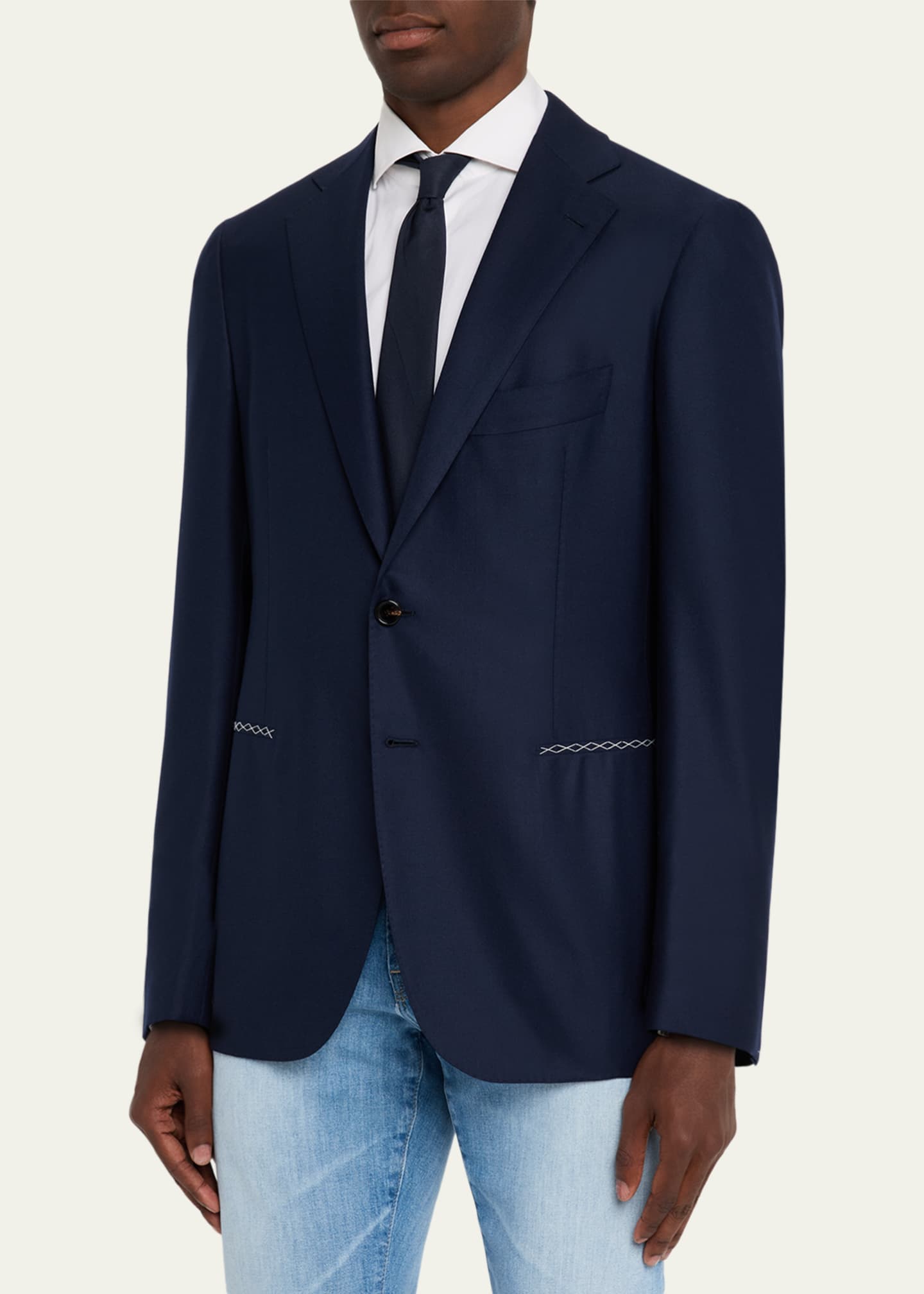 美品 Cesare Attolini スーツ ダブルブレスト ツータック 48 Cesare Attolini Men's Deconstructed Wool Two-Button Blazer