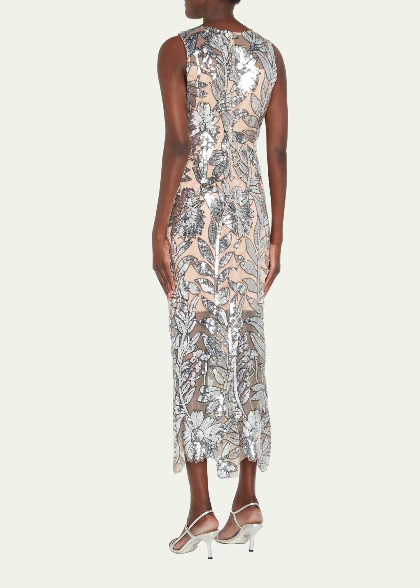 Milly Kinsley Floral Sequin Lace Midi Dress Bergdorf Goodman