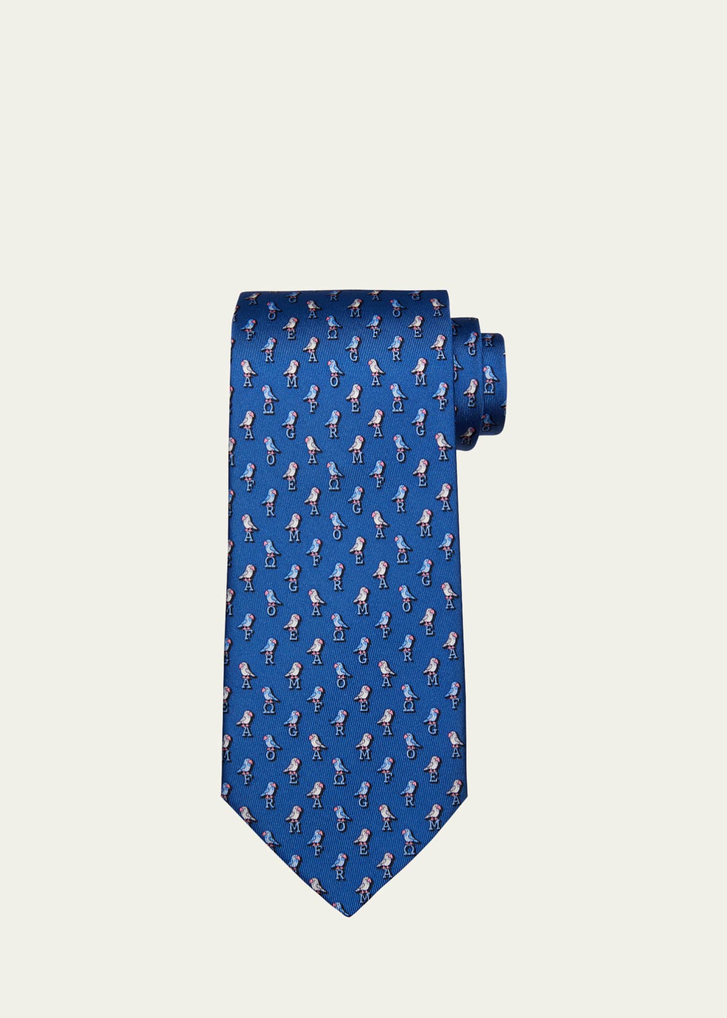 Ferragamo Men's ParrotPrint Silk Tie Bergdorf Goodman