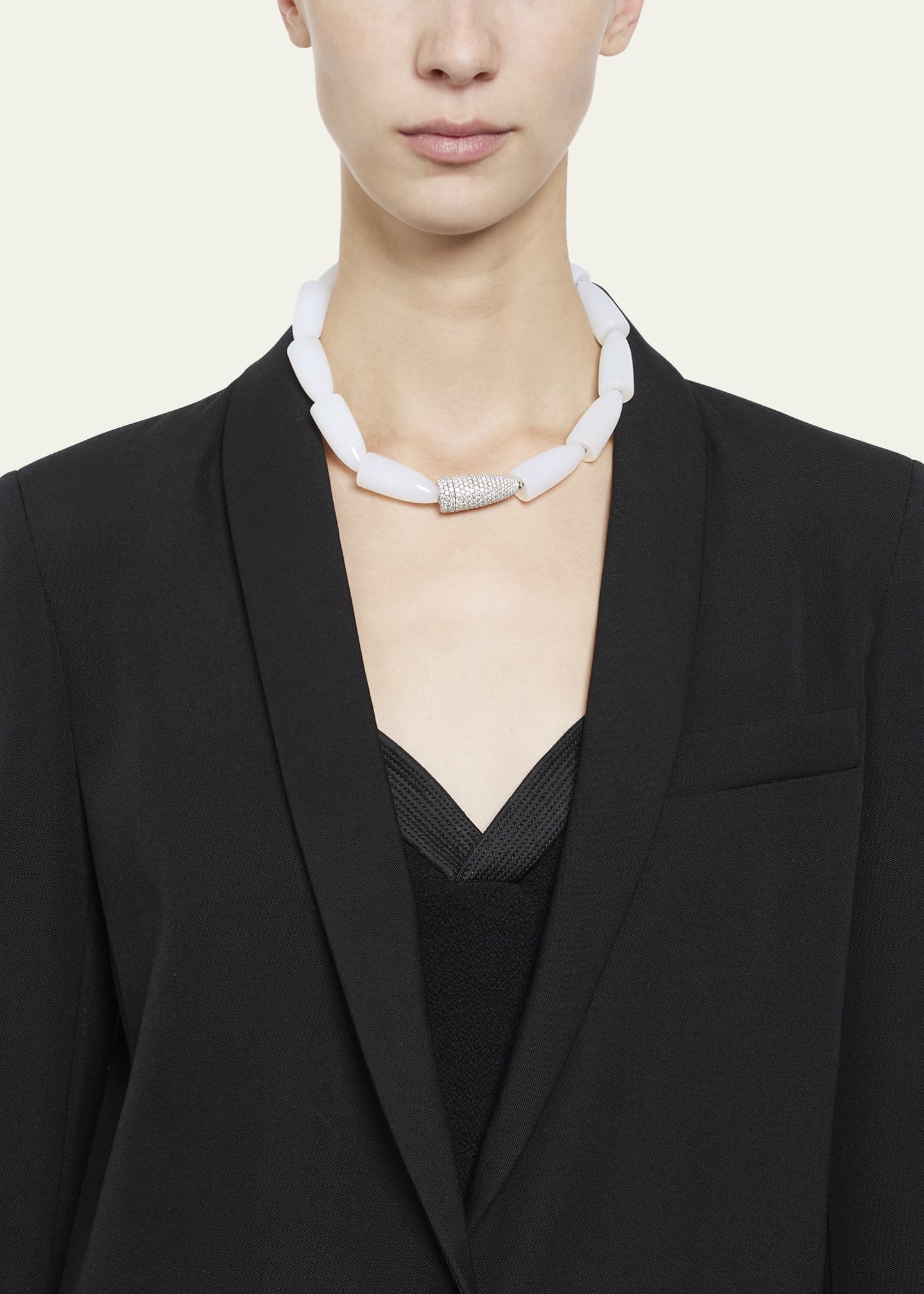 Vhernier Calla White Agate Necklace with White Gold and Diamond Clasp Image 2 of 4