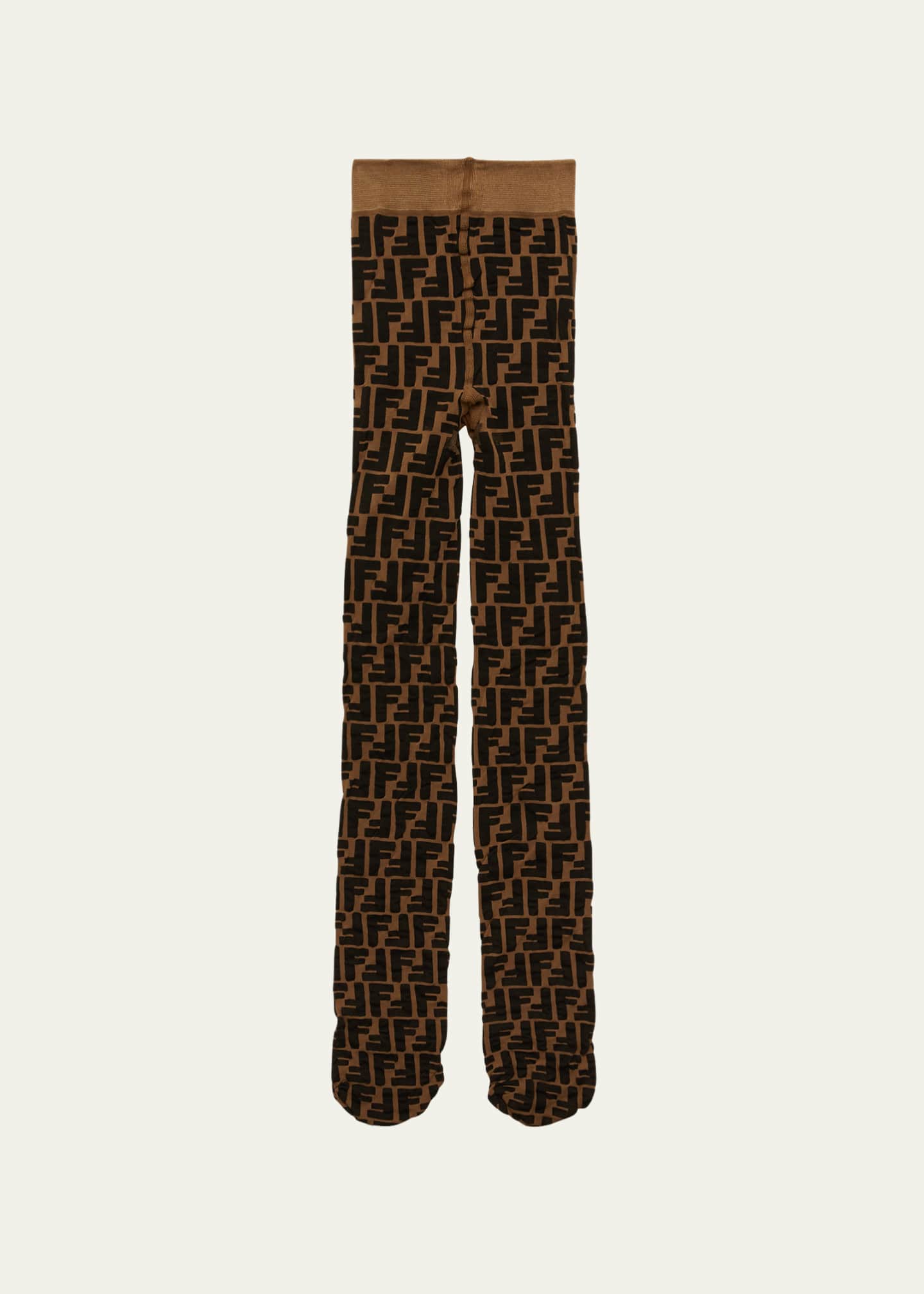 Fendi Logo Mesh Tights in Brown