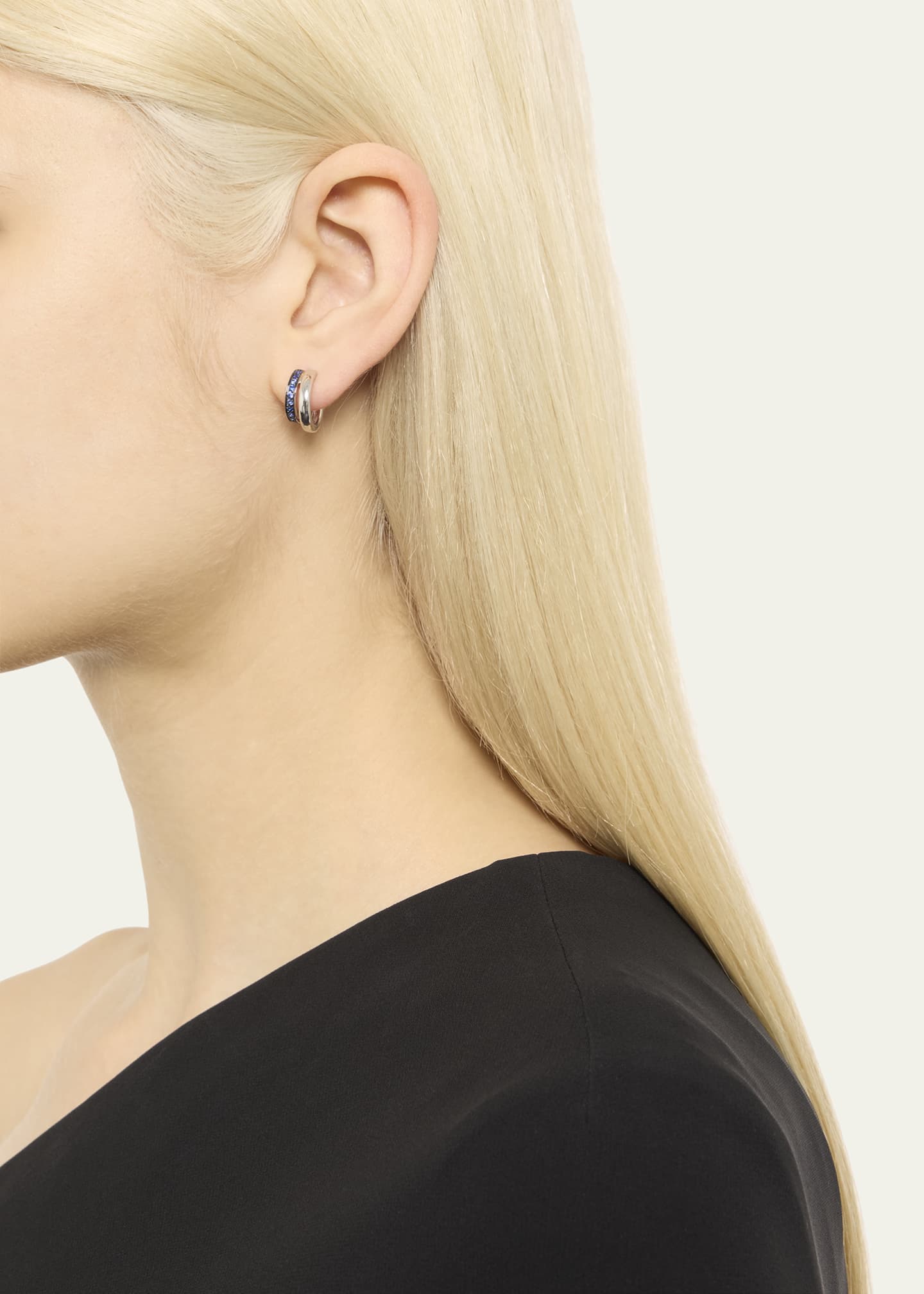 Pomellato Together 18K White Gold and Sapphire Double Hoop