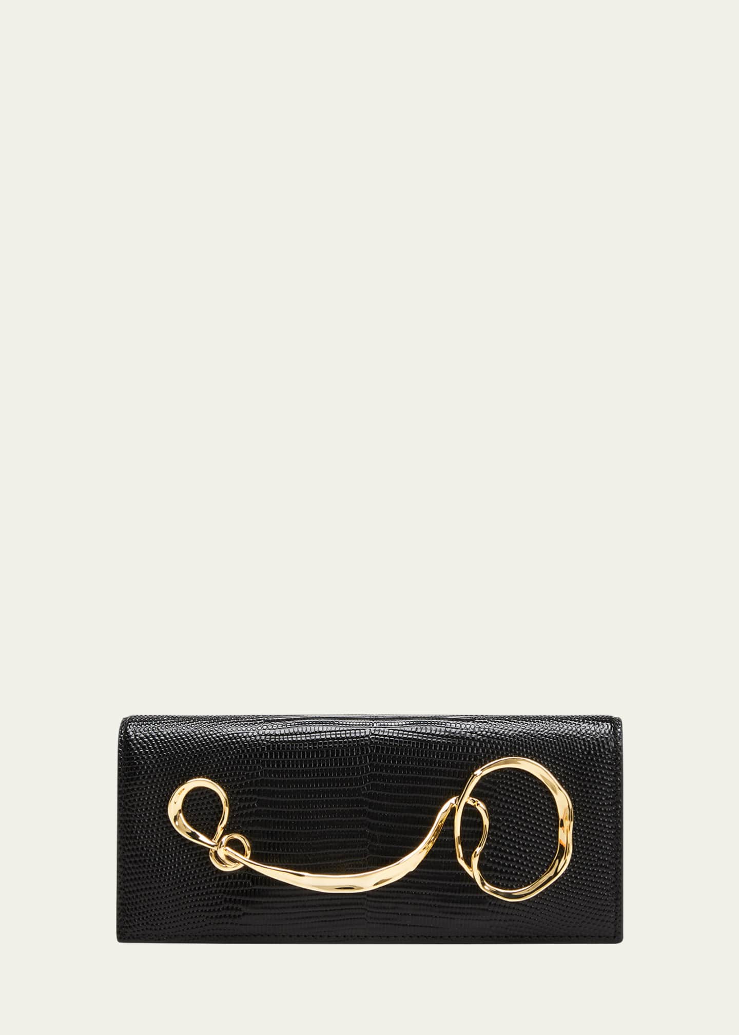 Alexis Bittar Twisted Gold Side Handle Clutch Purse Image 1 of 6