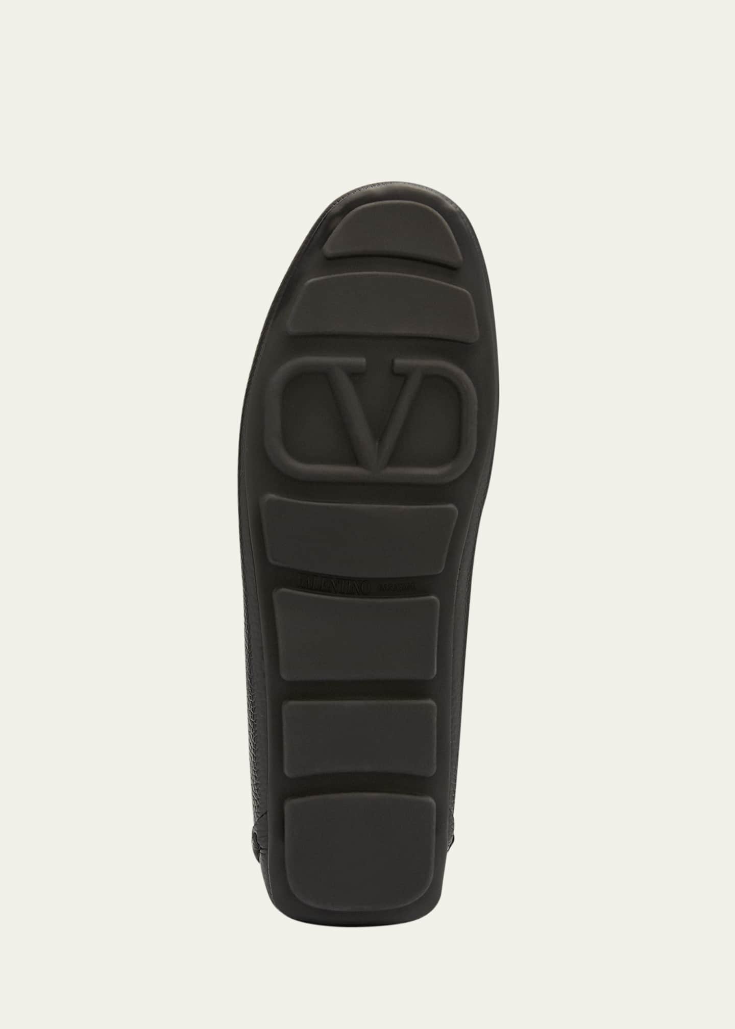 Valentino Garavani Men's V-Logo Leather Drivers Image 6 of 7