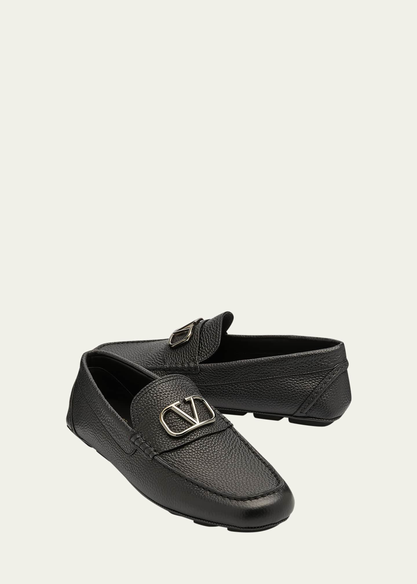 Valentino Garavani Men's V-Logo Leather Drivers Image 7 of 7