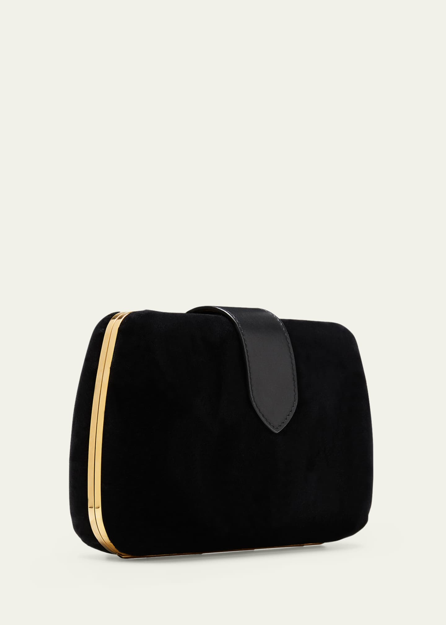 Ralph Lauren Ricky Velvet Clutch Bag w/ Chain Strap Black