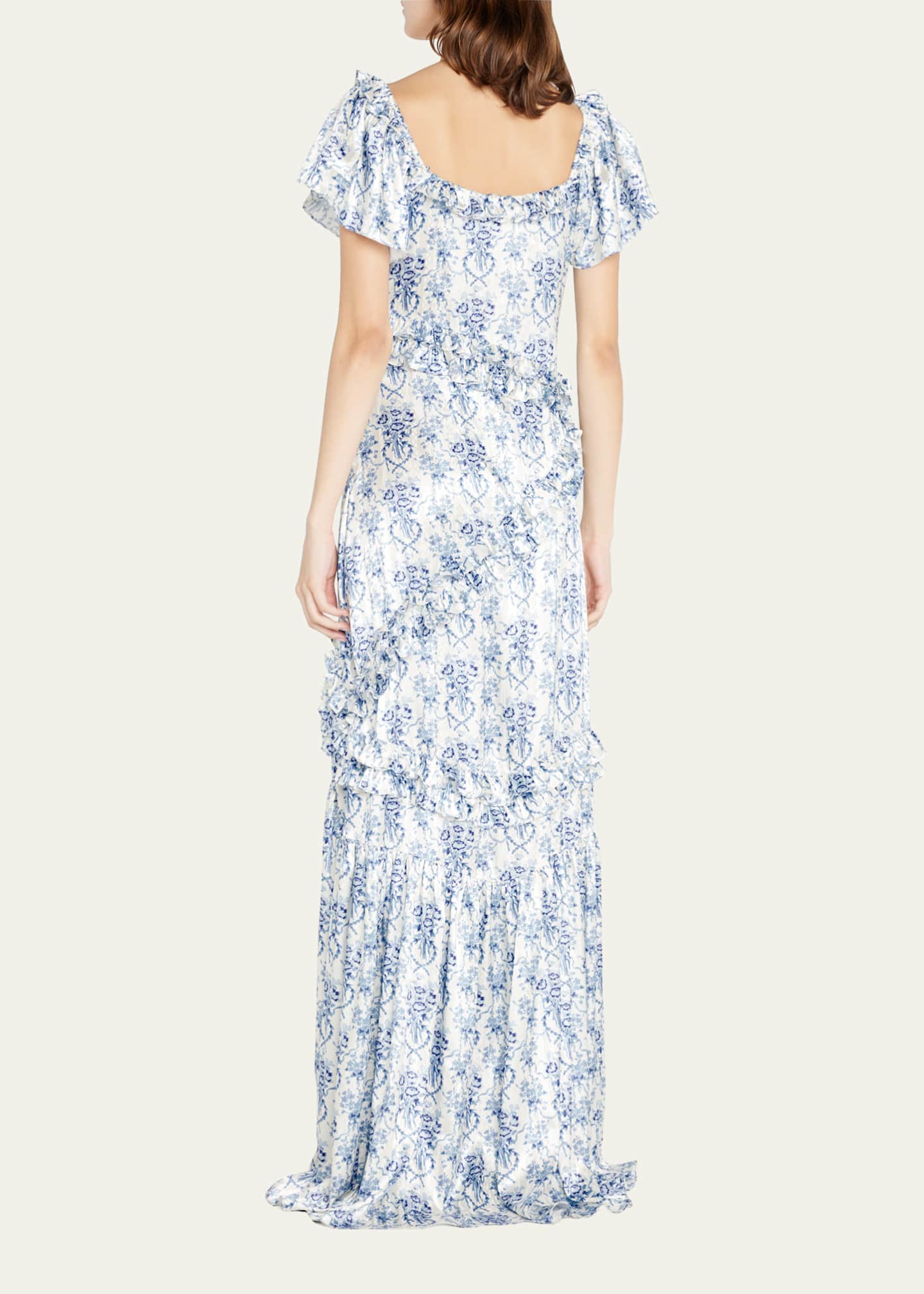LoveShackFancy Kenya Square-Neck Ruffle Maxi Dress - Bergdorf Goodman
