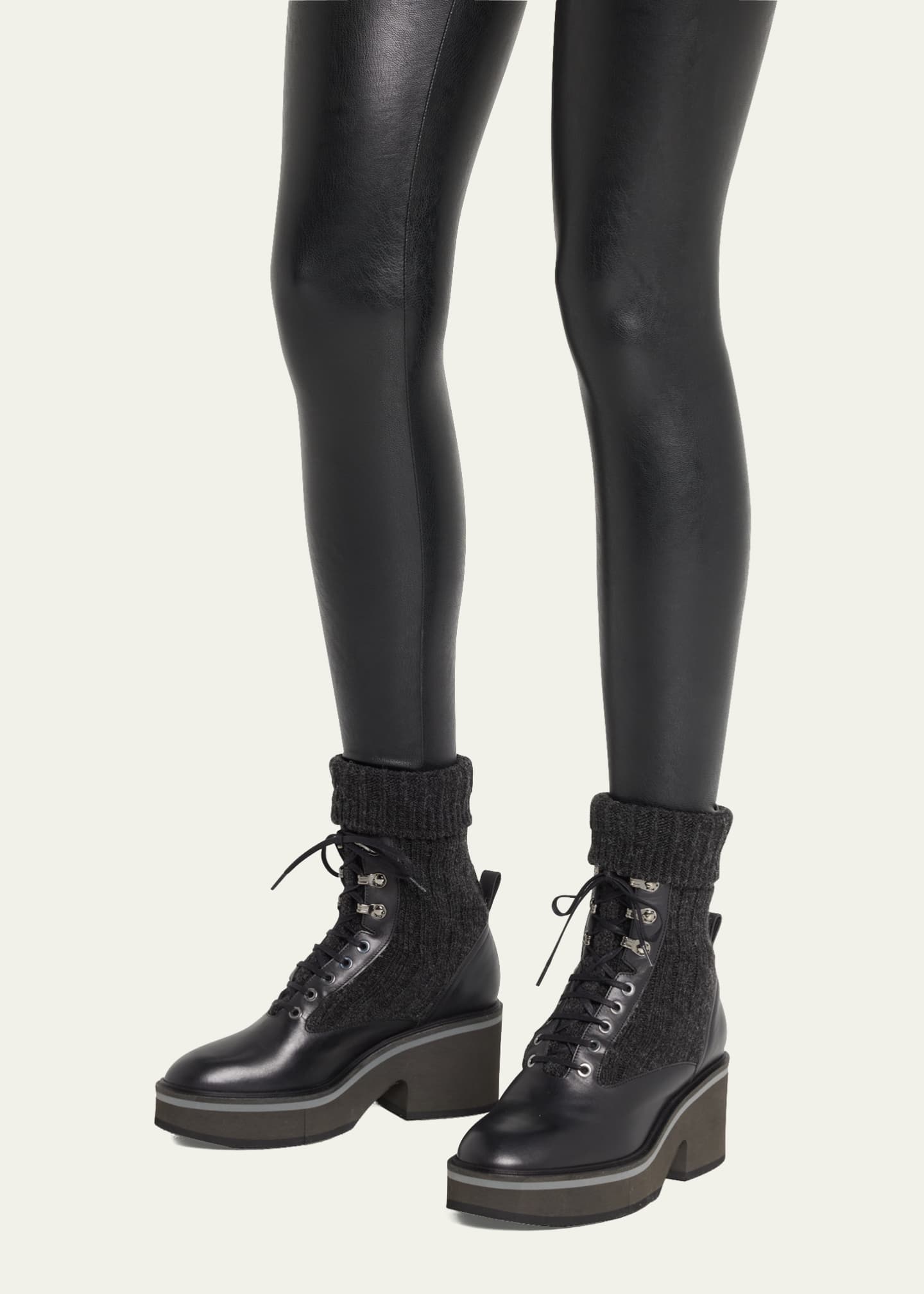Clergerie Paris Ancel Knit Sock LaceUp Boots Bergdorf Goodman