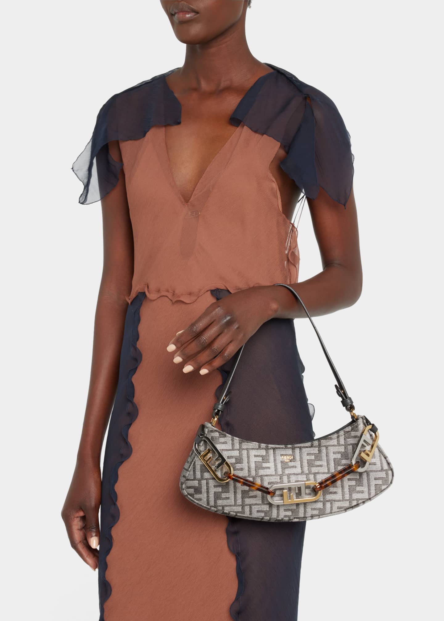 Fendi O'Lock FF Chenille Swing Shoulder Bag Bergdorf Goodman