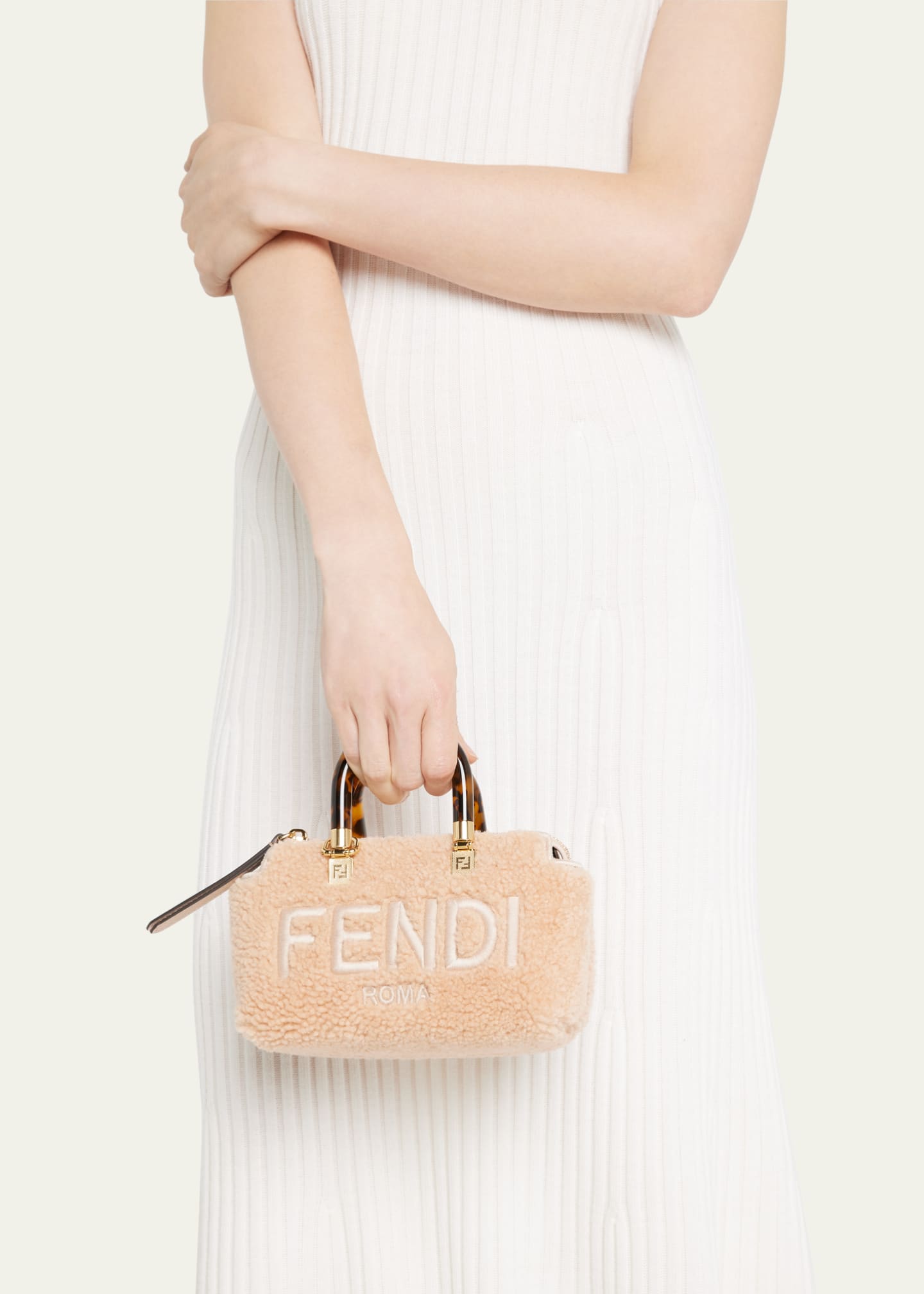 Fendi By the Way Montone Shearling Top-Handle Bag - Bergdorf Goodman