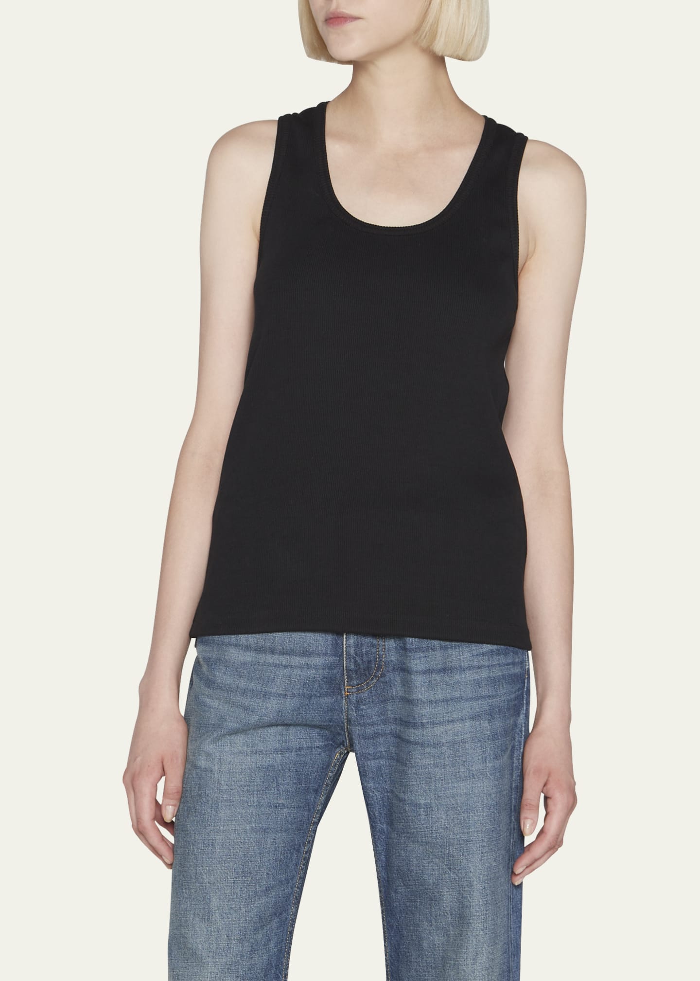 Bottega Veneta® Men's Stretch Rib Cotton Tank Top in Chalk. Shop