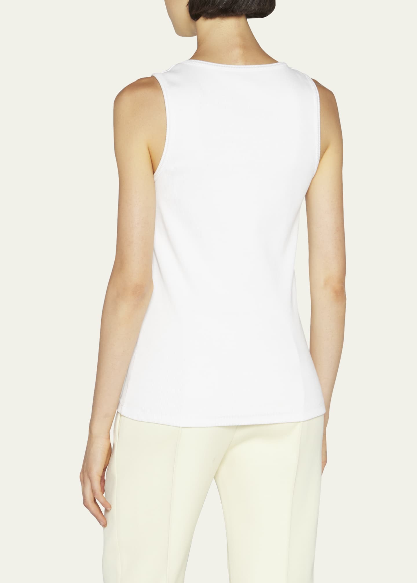 Tシャツ・カットソー BOTTEGA VENETA WHITE STRETCH COTTON TANK TOP Bottega Veneta Dry Stretch Cotton Ribbed Tank Top - Bergdorf