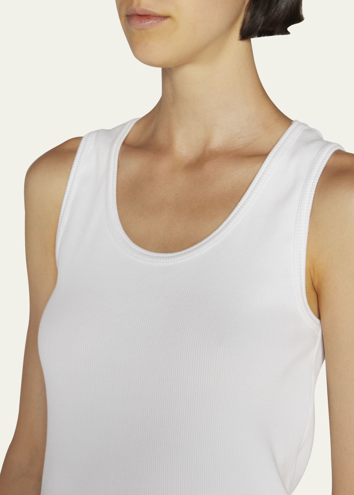 Tシャツ・カットソー BOTTEGA VENETA WHITE STRETCH COTTON TANK TOP Bottega Veneta Dry Stretch Cotton Ribbed Tank Top - Bergdorf