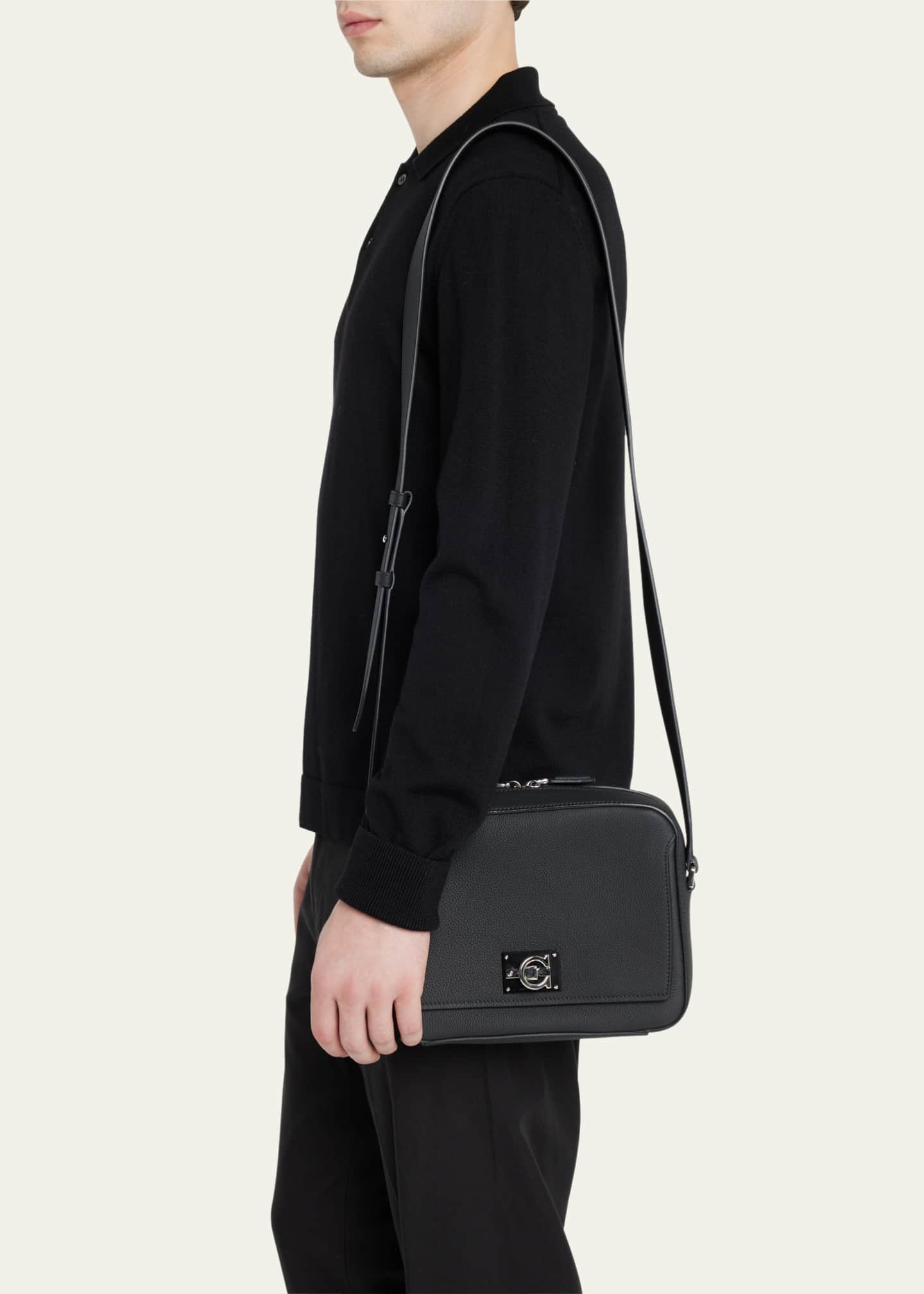 Ferragamo Men's The Studio Leather Crossbody Messenger Bag Bergdorf