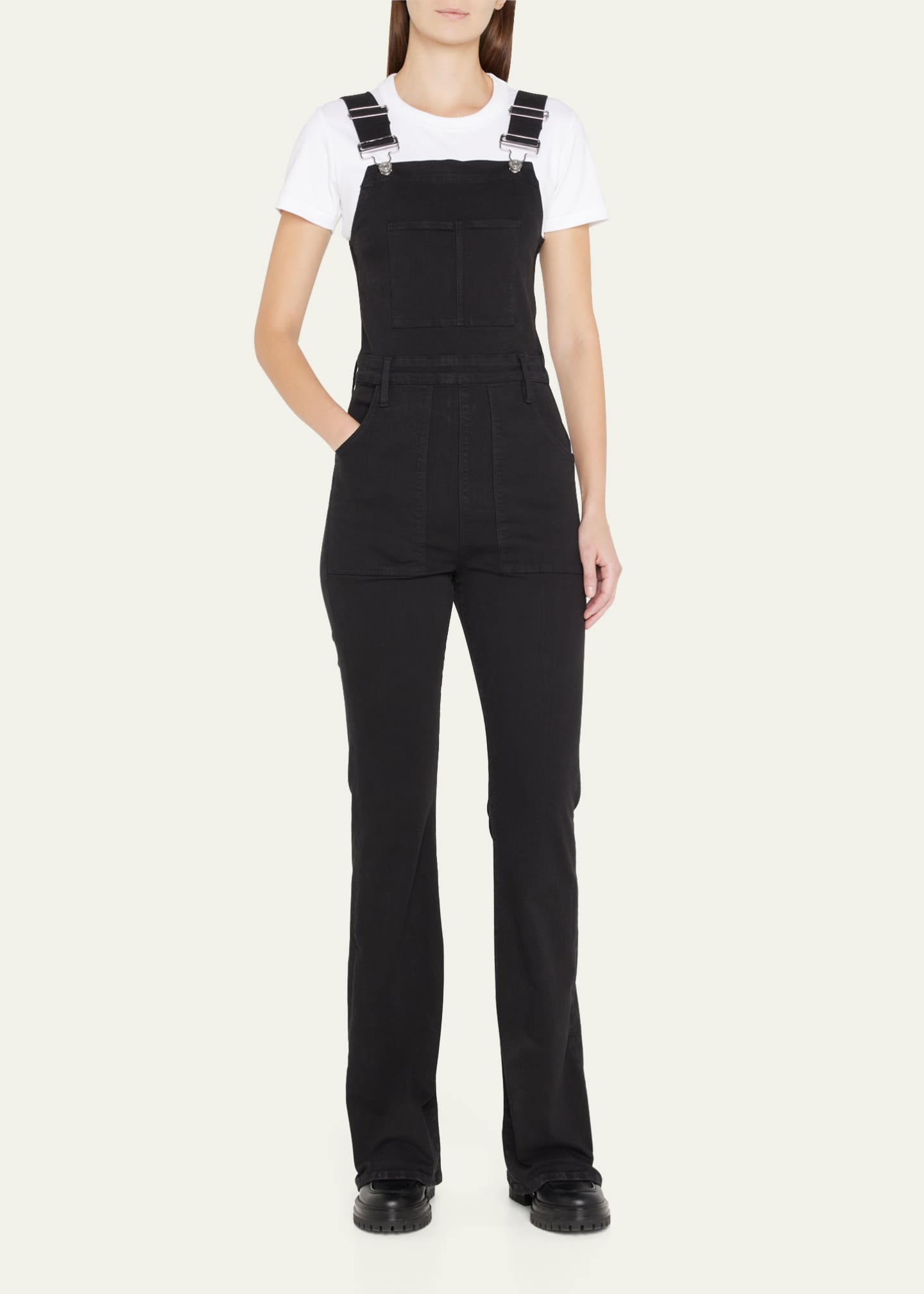 FRAME Le High Flare Denim Overall Jumpsuit Bergdorf Goodman