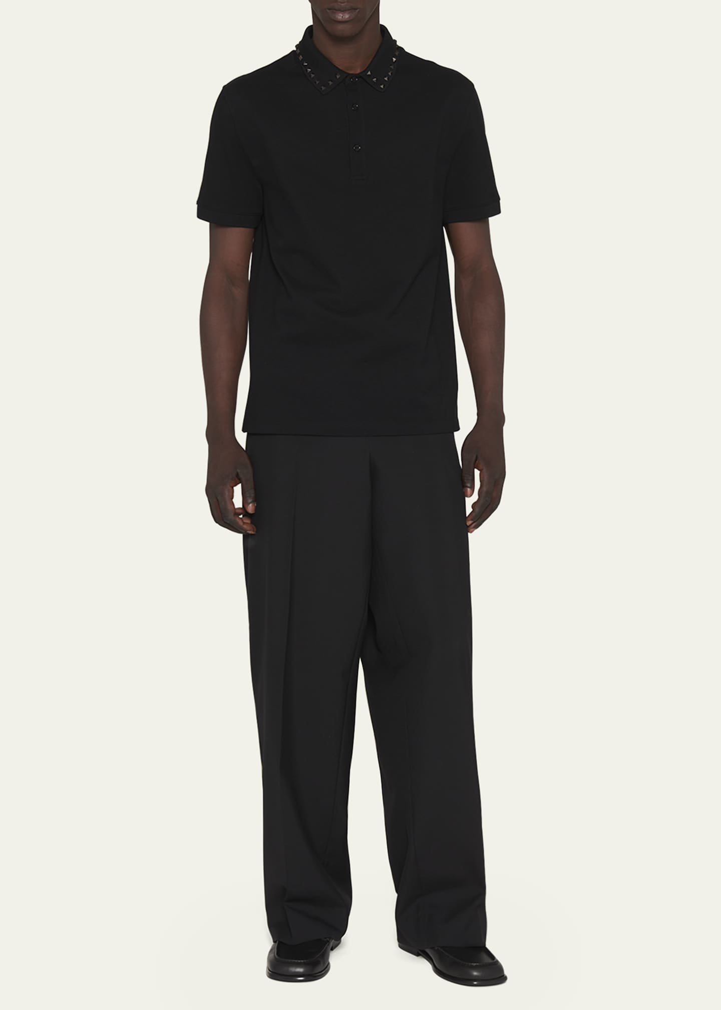 Valentino Garavani Men s Tonal Rockstud Jersey Polo Shirt
