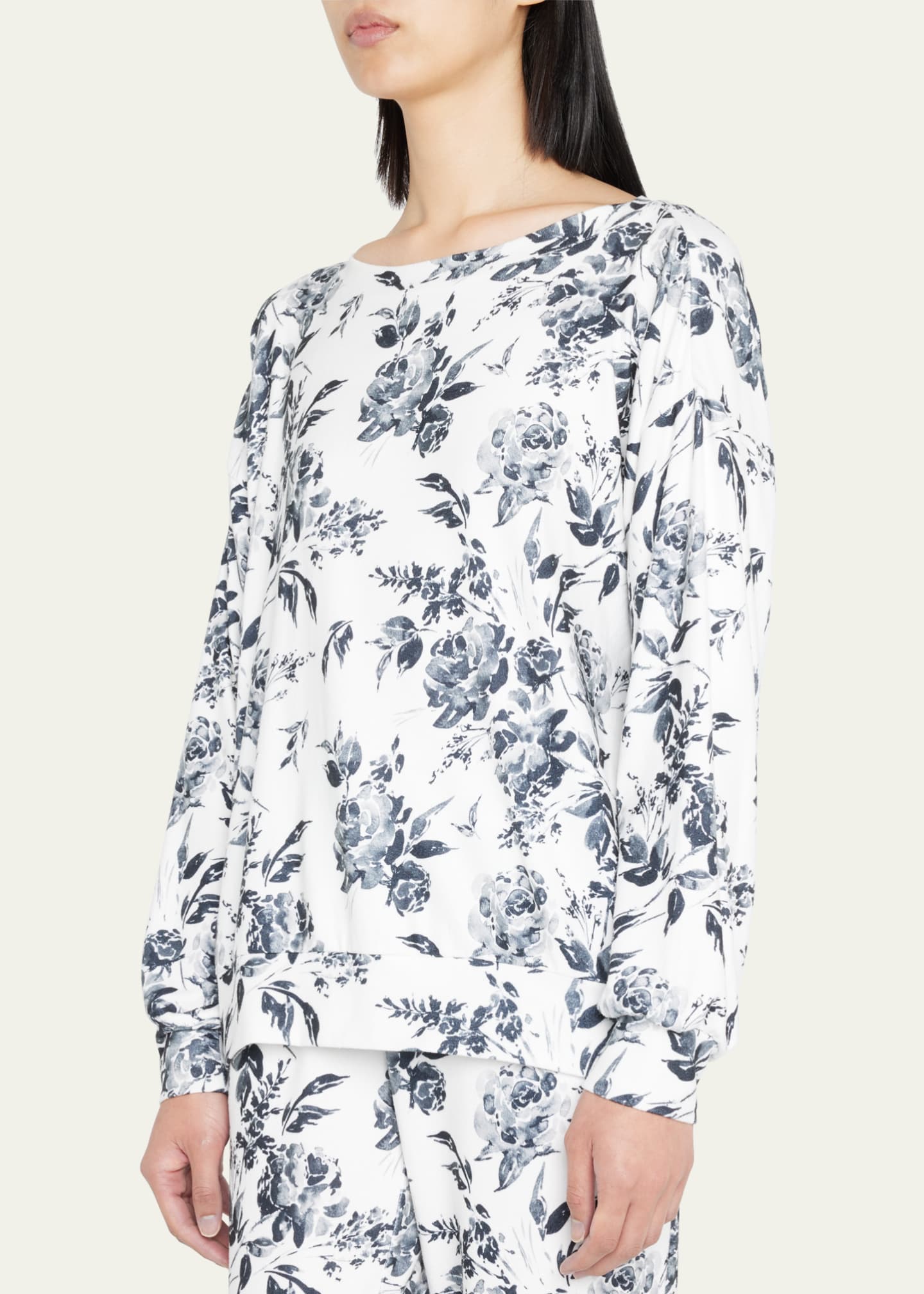 PJ Salvage Black Rose Floral-Print Crewneck Sweatshirt Image 4 of 5