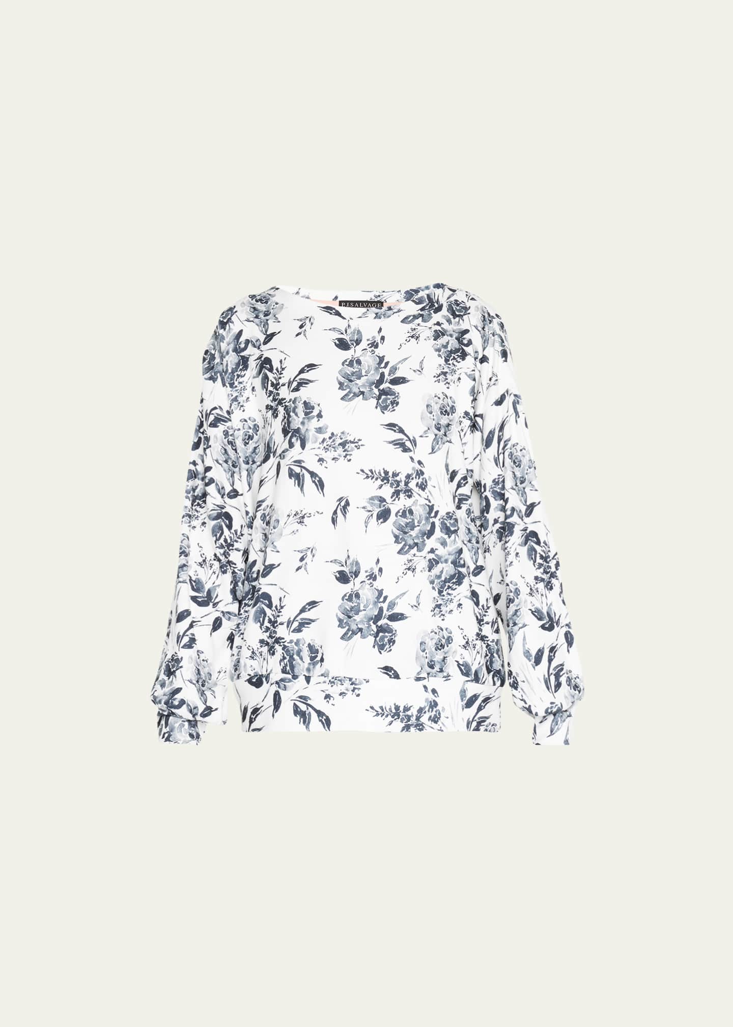 PJ Salvage Black Rose Floral-Print Crewneck Sweatshirt Image 1 of 5